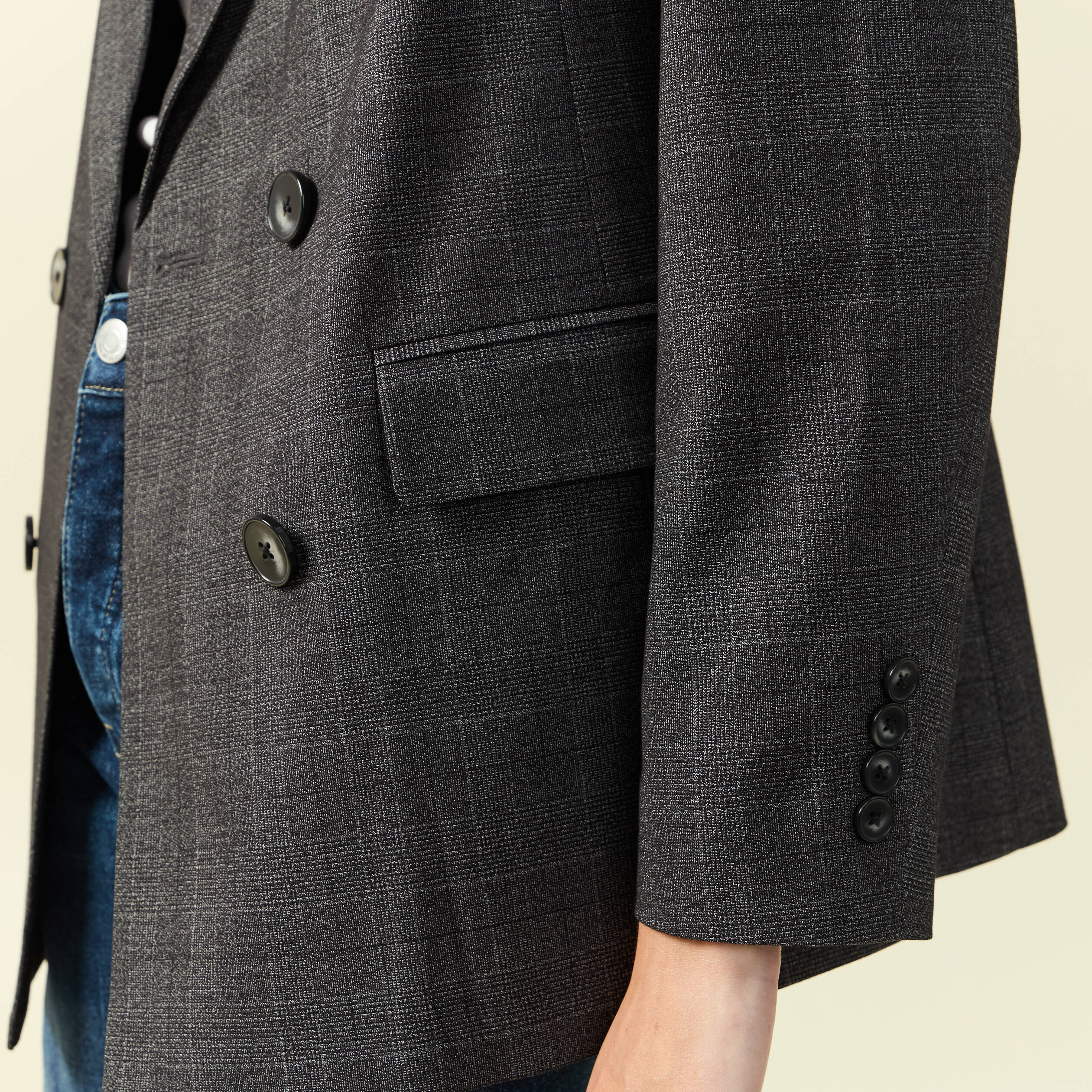 veste oversize manches longues doublee gris fonce femme Veste oversize manches longues doublée gris foncé femme