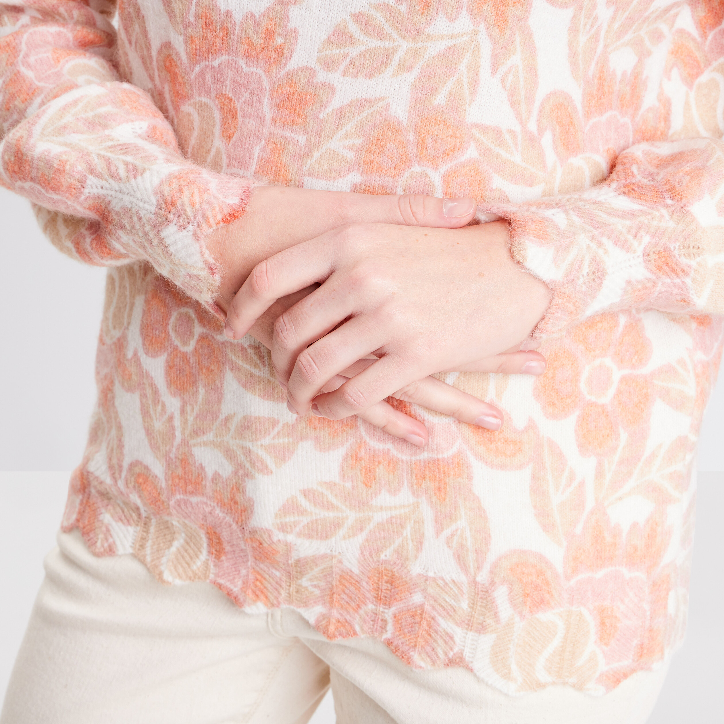 Pull manches longues rose femme