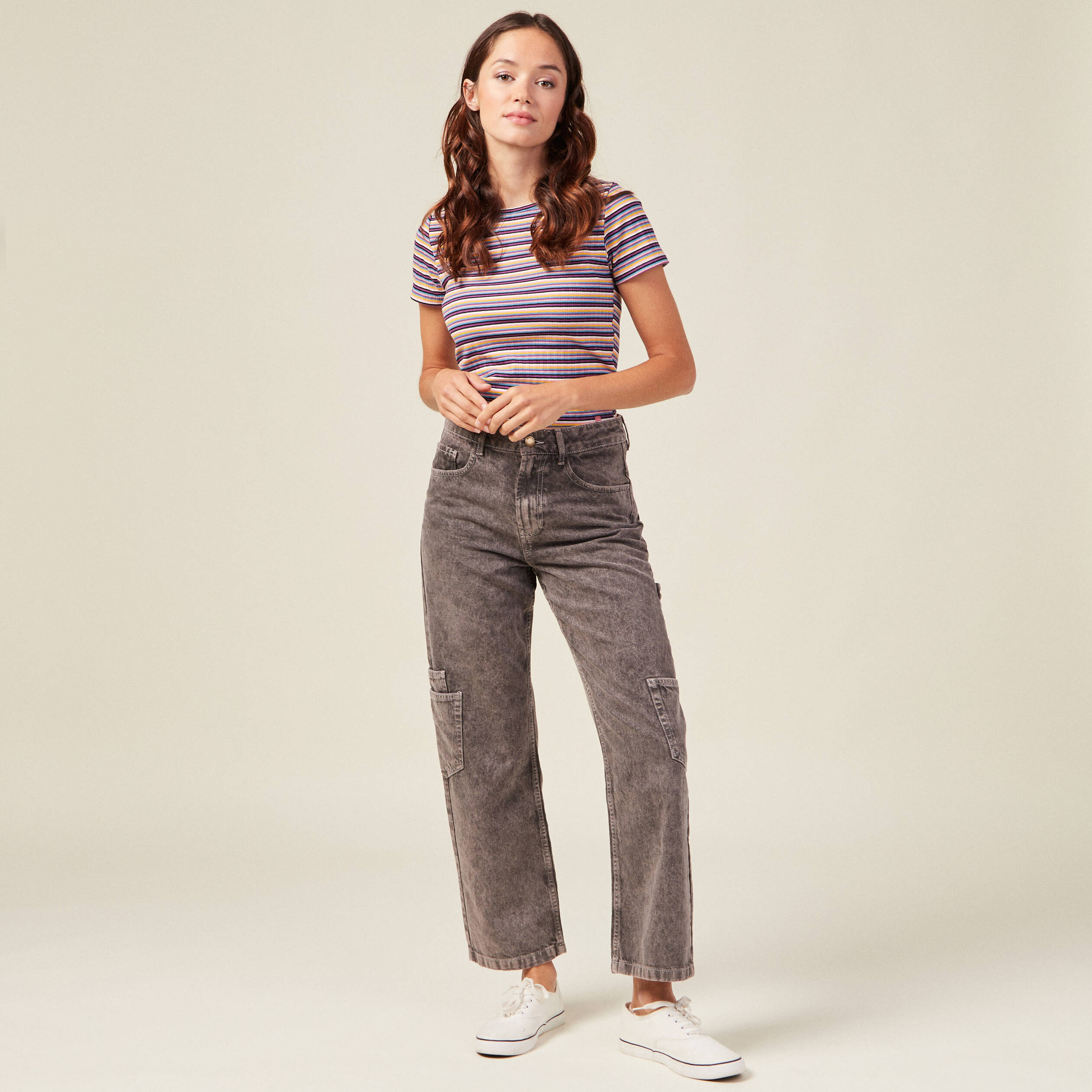 Jean cargo taille haute femme deals