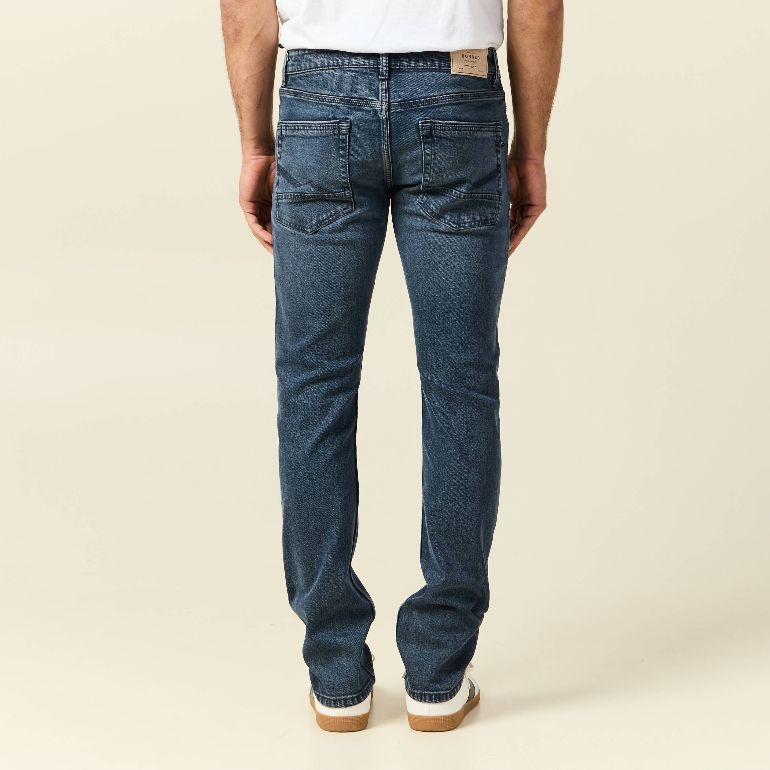 Jeans straight 5 poches denim blue black homme