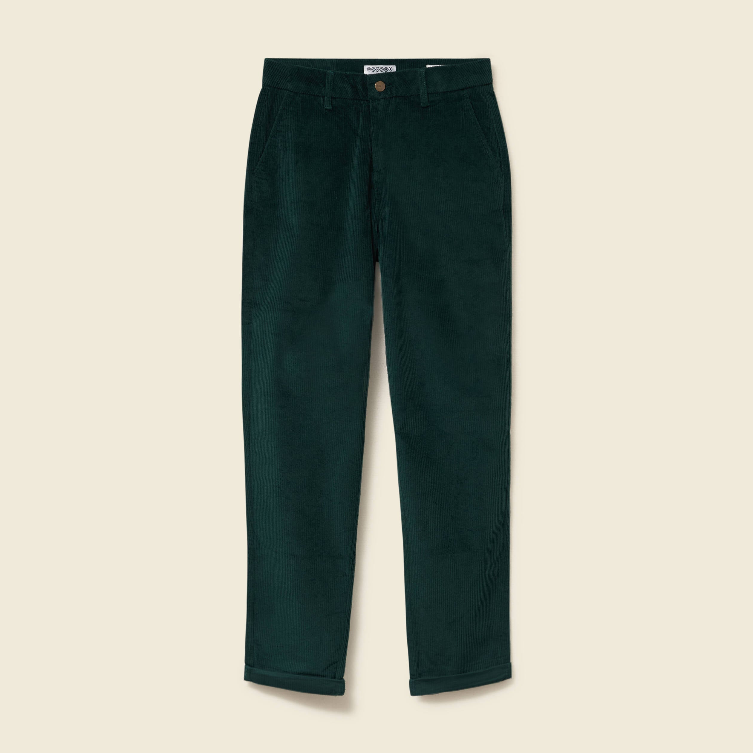 Pantalon large 7/8&egrave;me taille haute vert fonc&eacute; femme