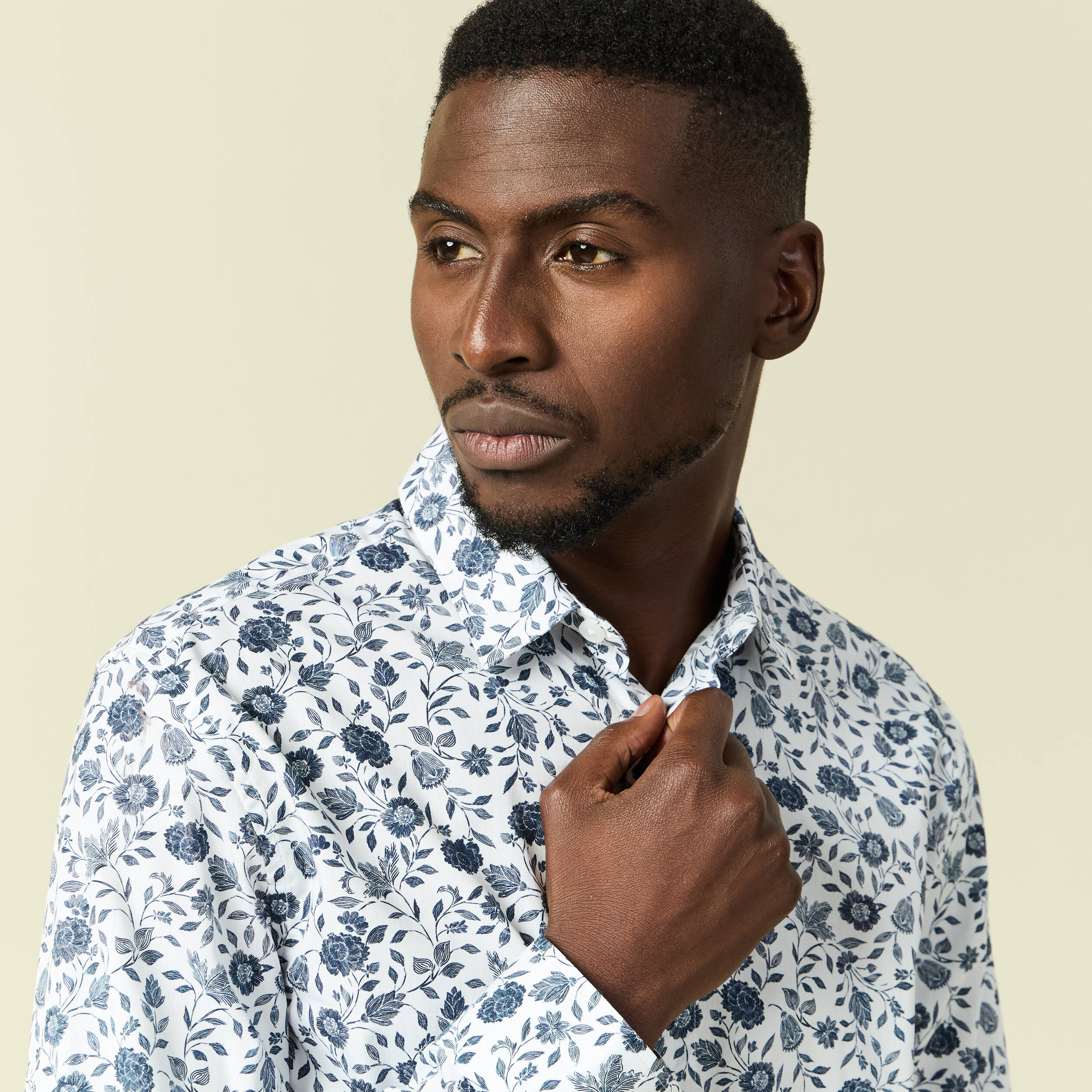Chemise en coton manches longues blanc homme