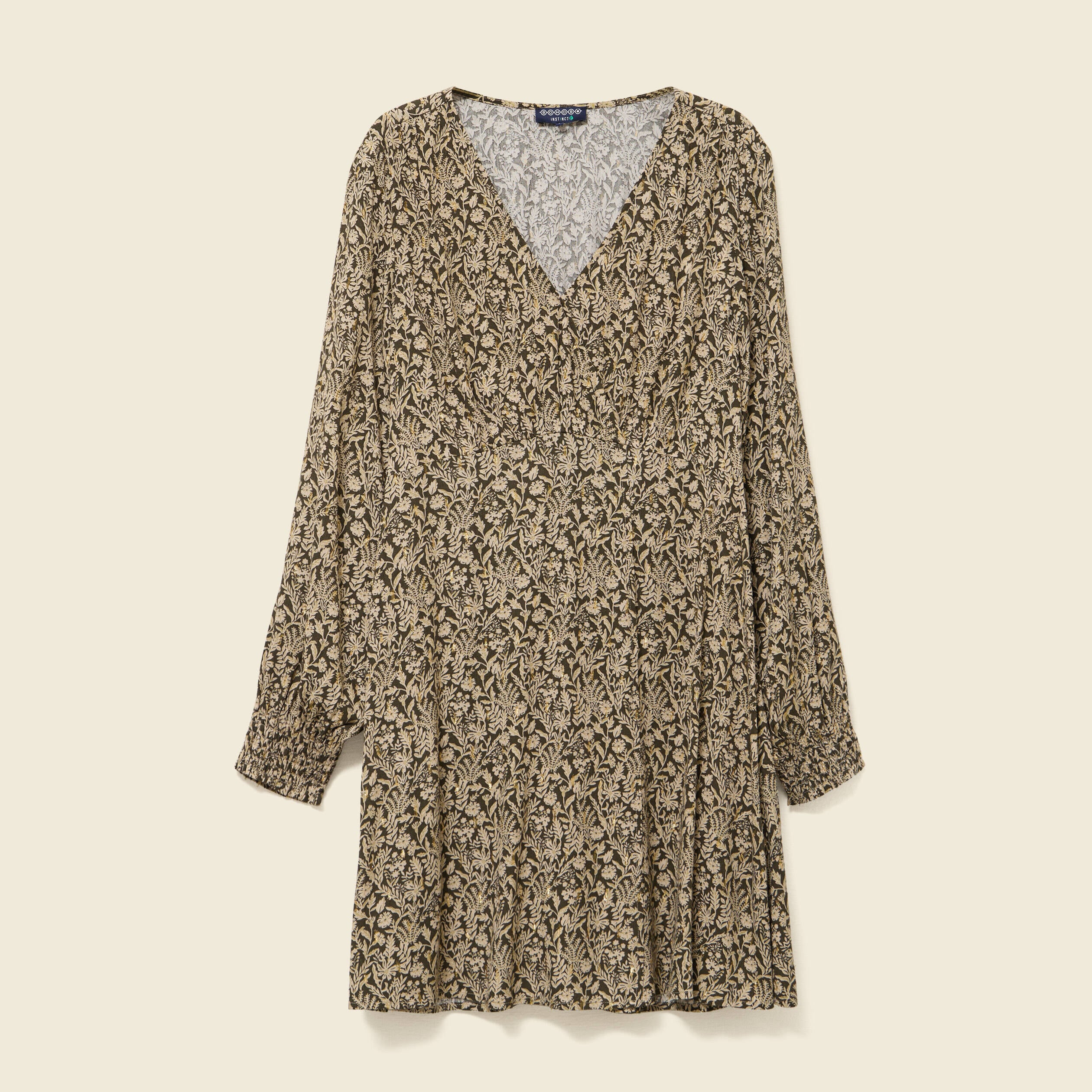Robe manches longues vert fonc&eacute; femme