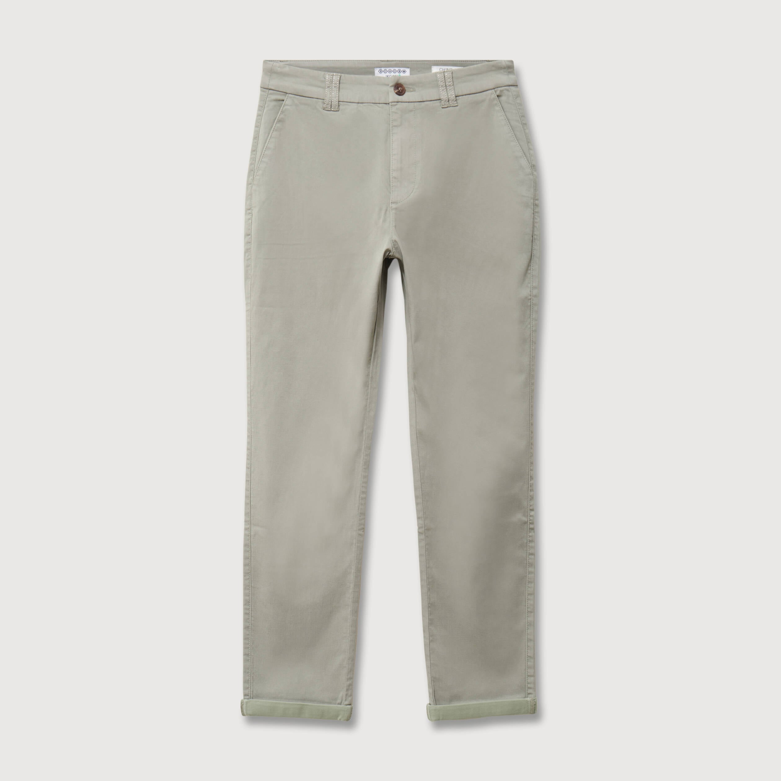 Chino cigarette 7/8&egrave;me taille haute vert kaki femme