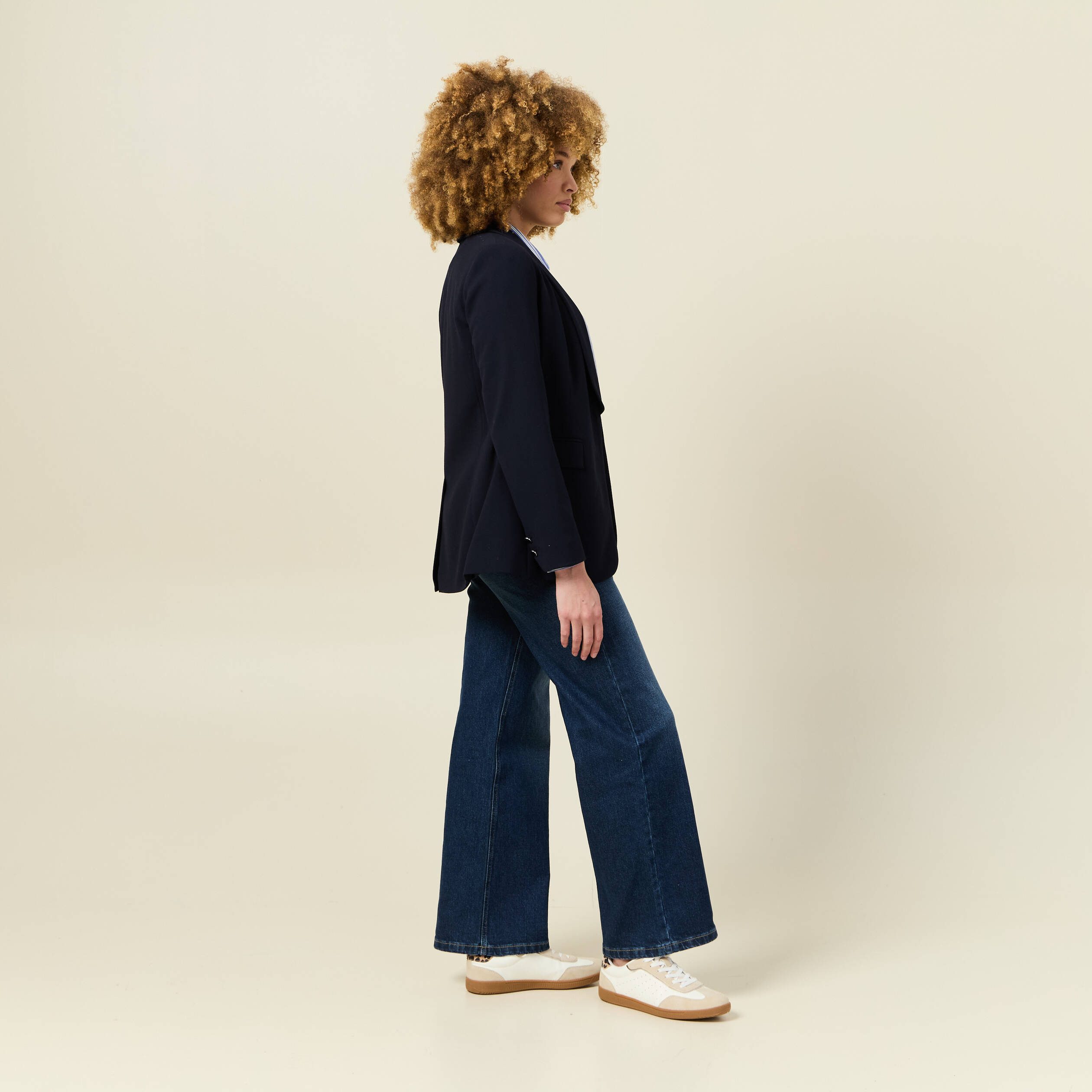 veste blazer col chale bleu marine femme Veste blazer col châle bleu marine femme