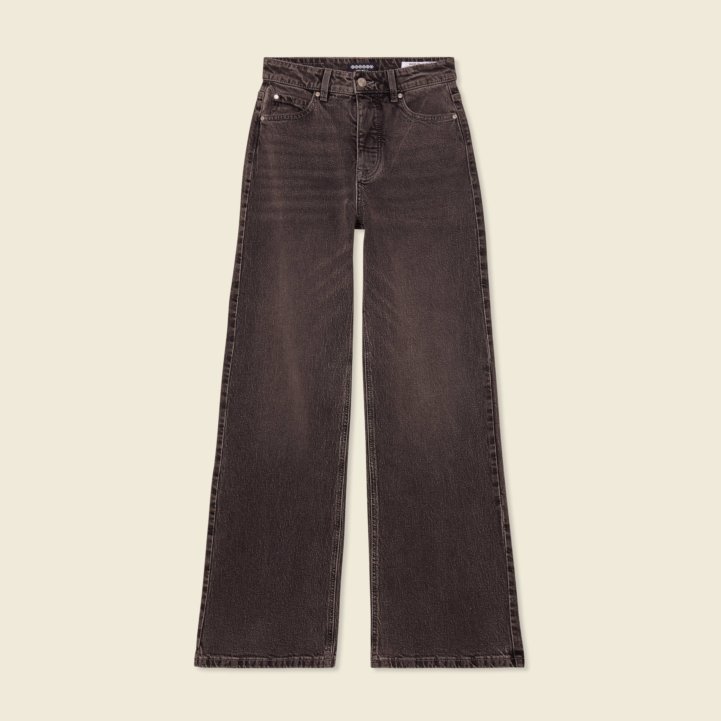 Jeans large taille haute denim snow gris femme