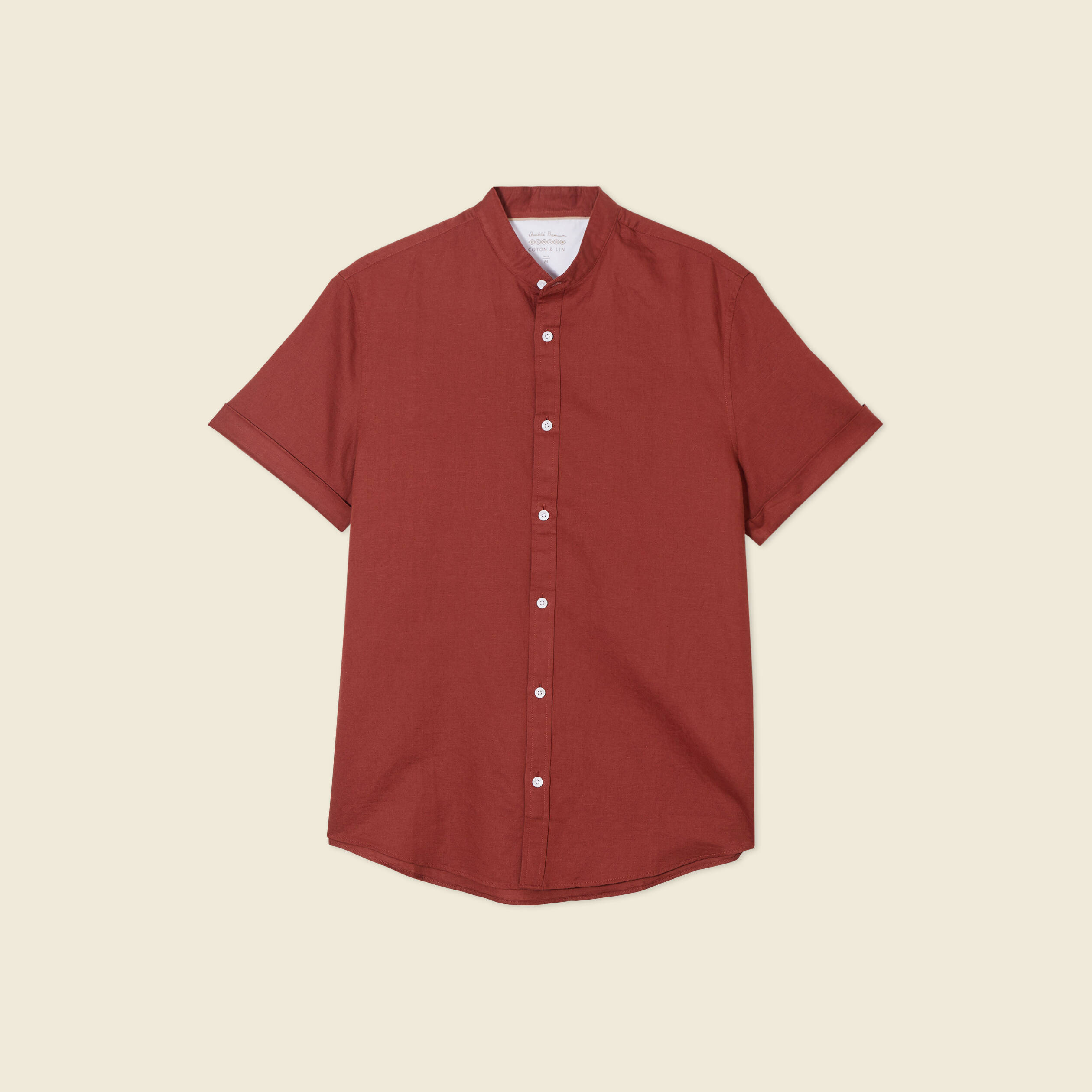 chemise manches courtes marron cognac homme Chemise manches courtes marron cognac homme