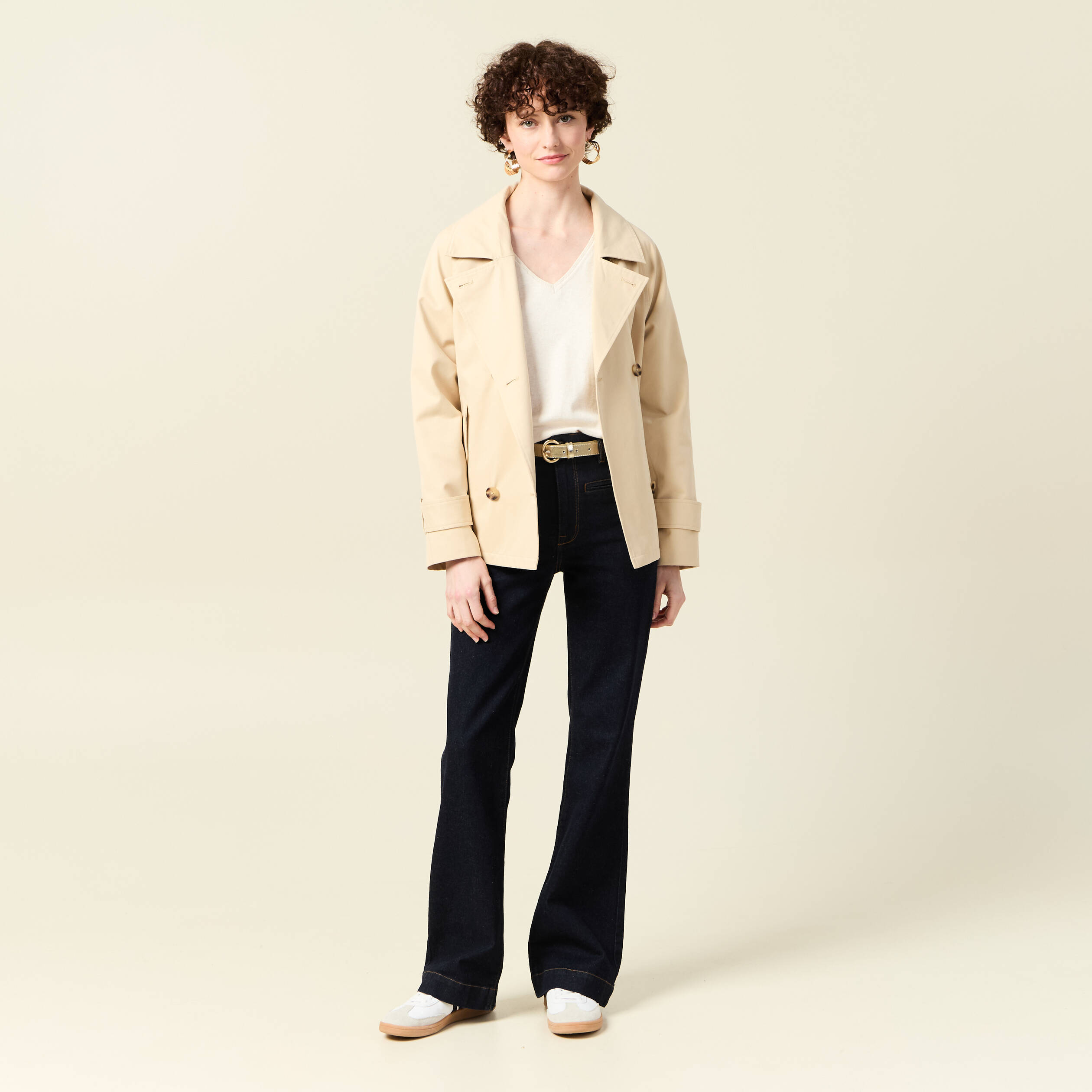 Pull manches longues creme femme