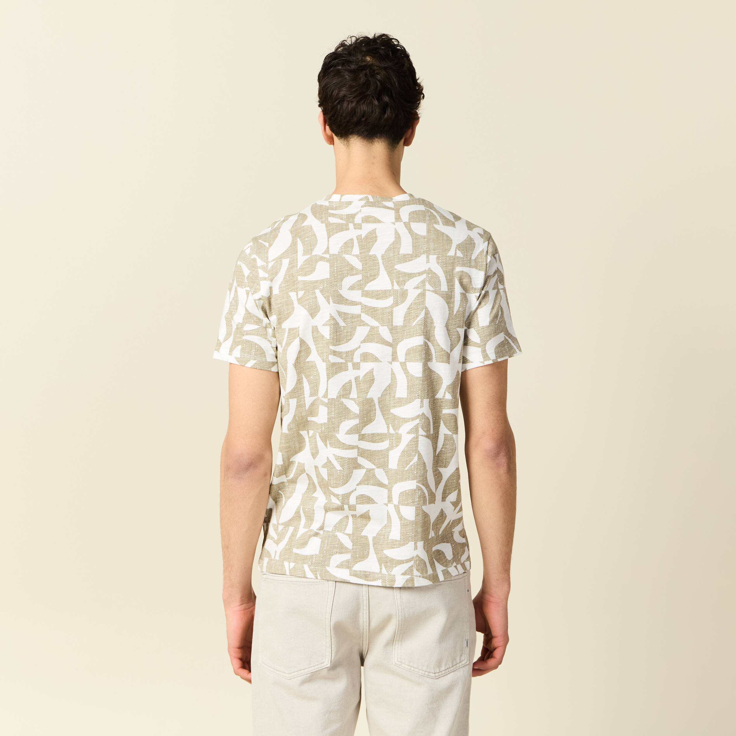 t shirt manches courtes beige homme T-shirt manches courtes beige homme