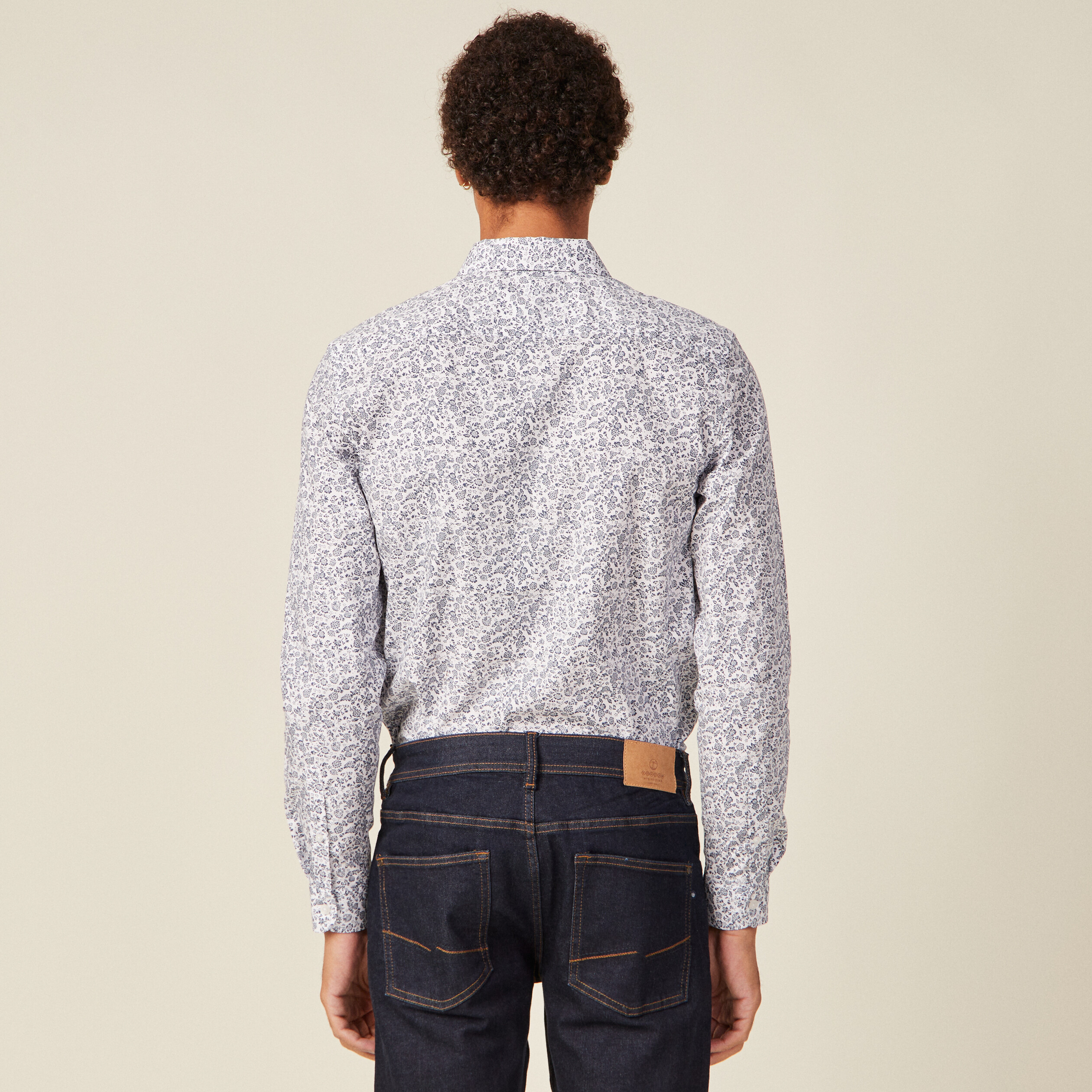 Chemise en coton manches longues blanc homme