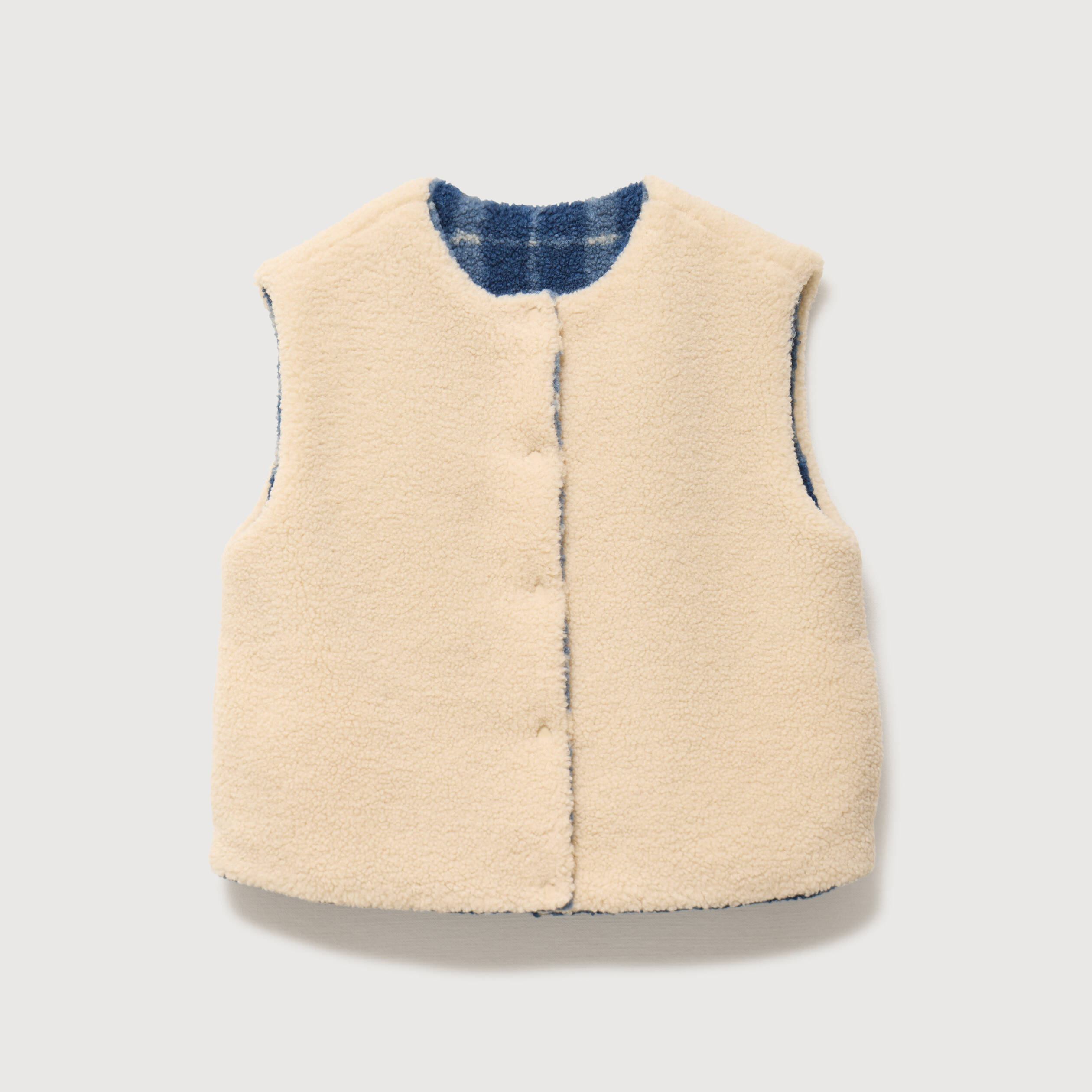 Gilet sans manches r&eacute;versible bleu femme