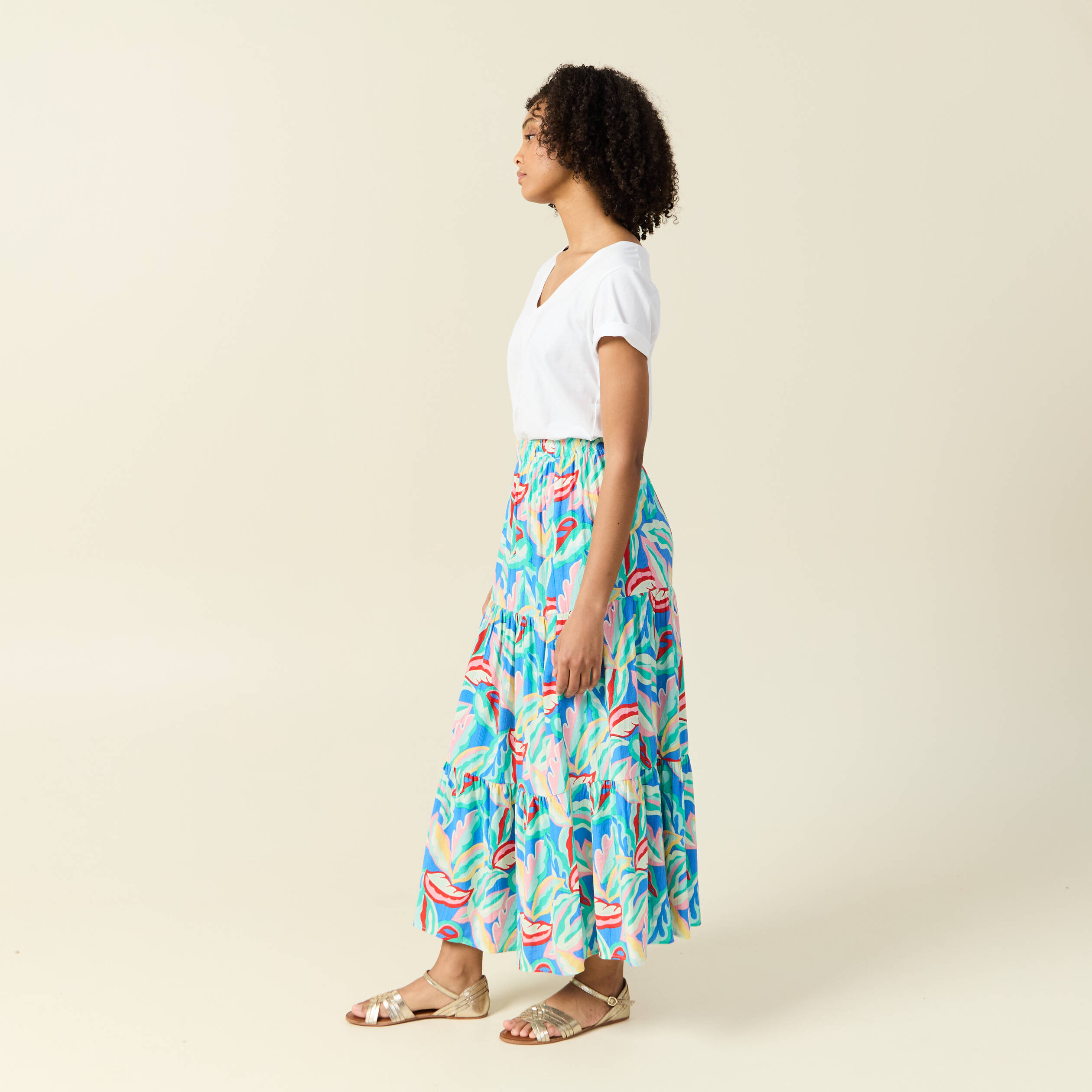 jupe longue evasee multicolore femme Jupe longue évasée multicolore femme