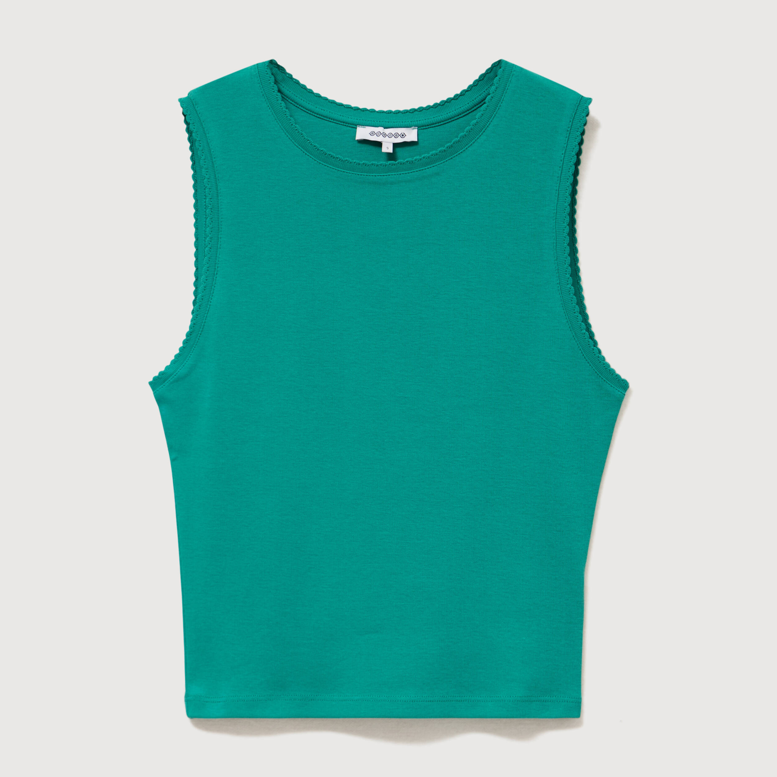D&eacute;bardeur ajust&eacute; col rond en coton vert femme