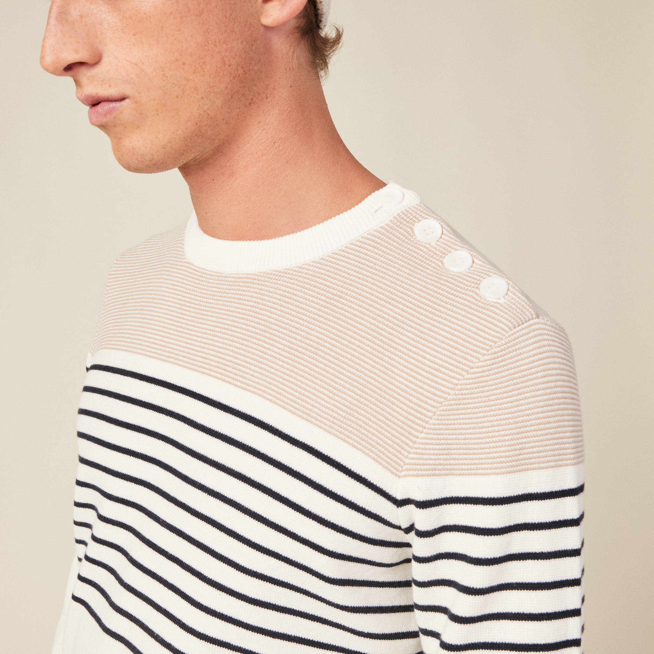 Pull manches longues ecru homme