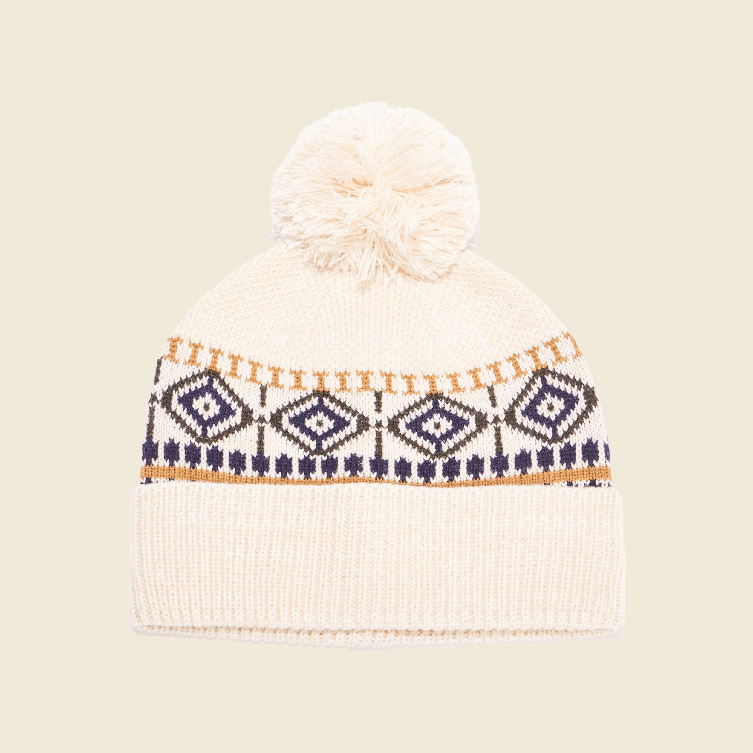 Bonnet à pompon ecru homme