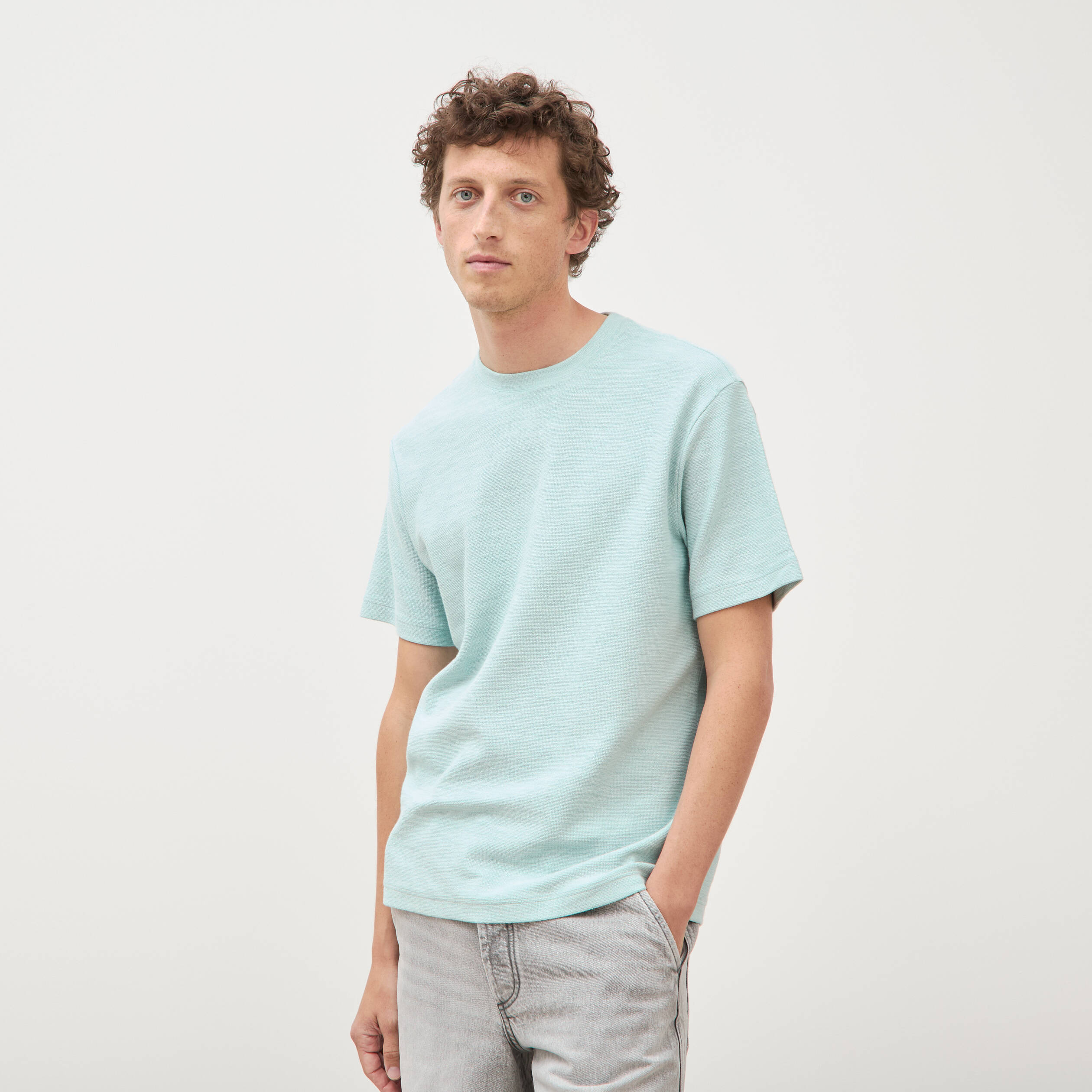 T-shirt manches courtes bleu gris homme