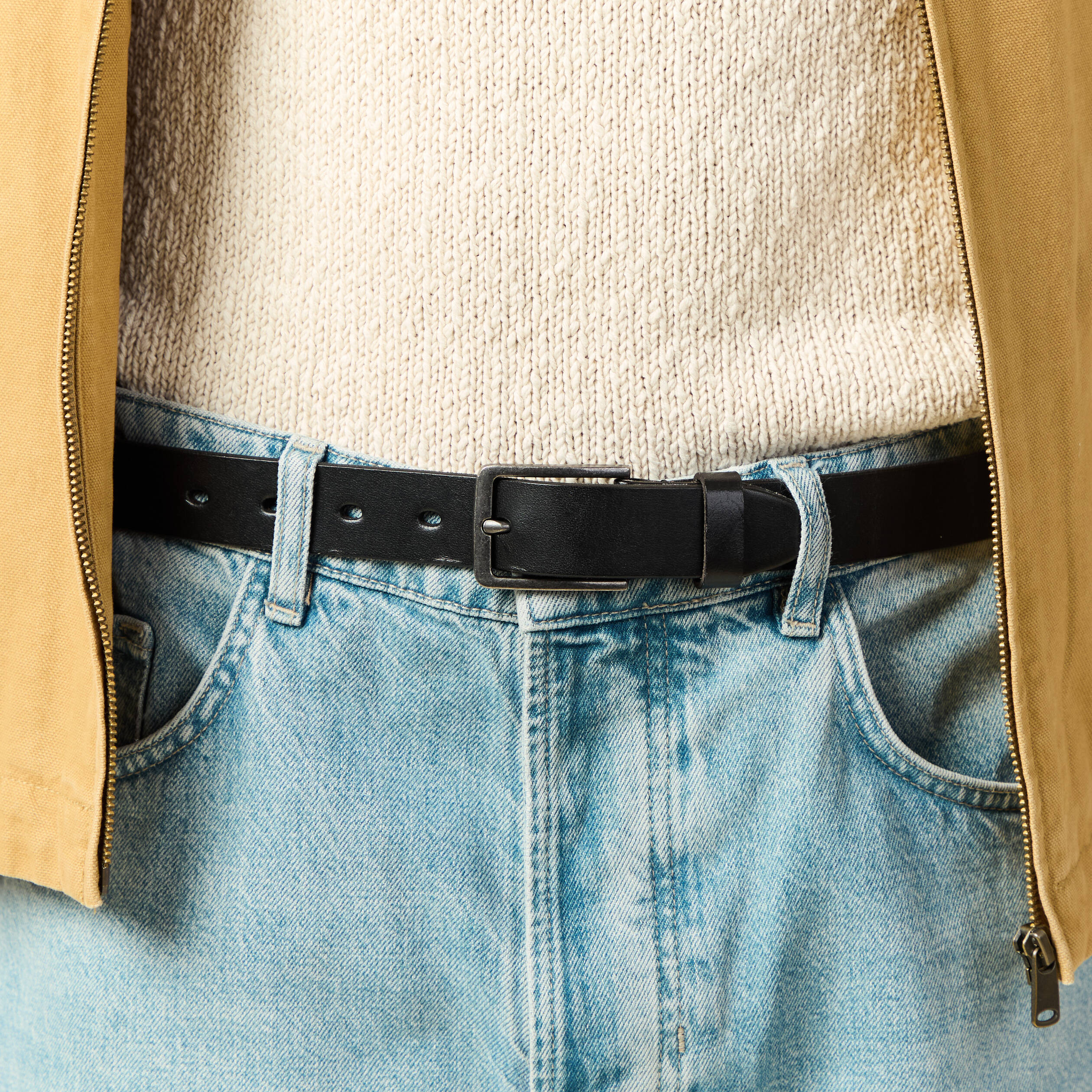 Ceinture en cuir noir homme