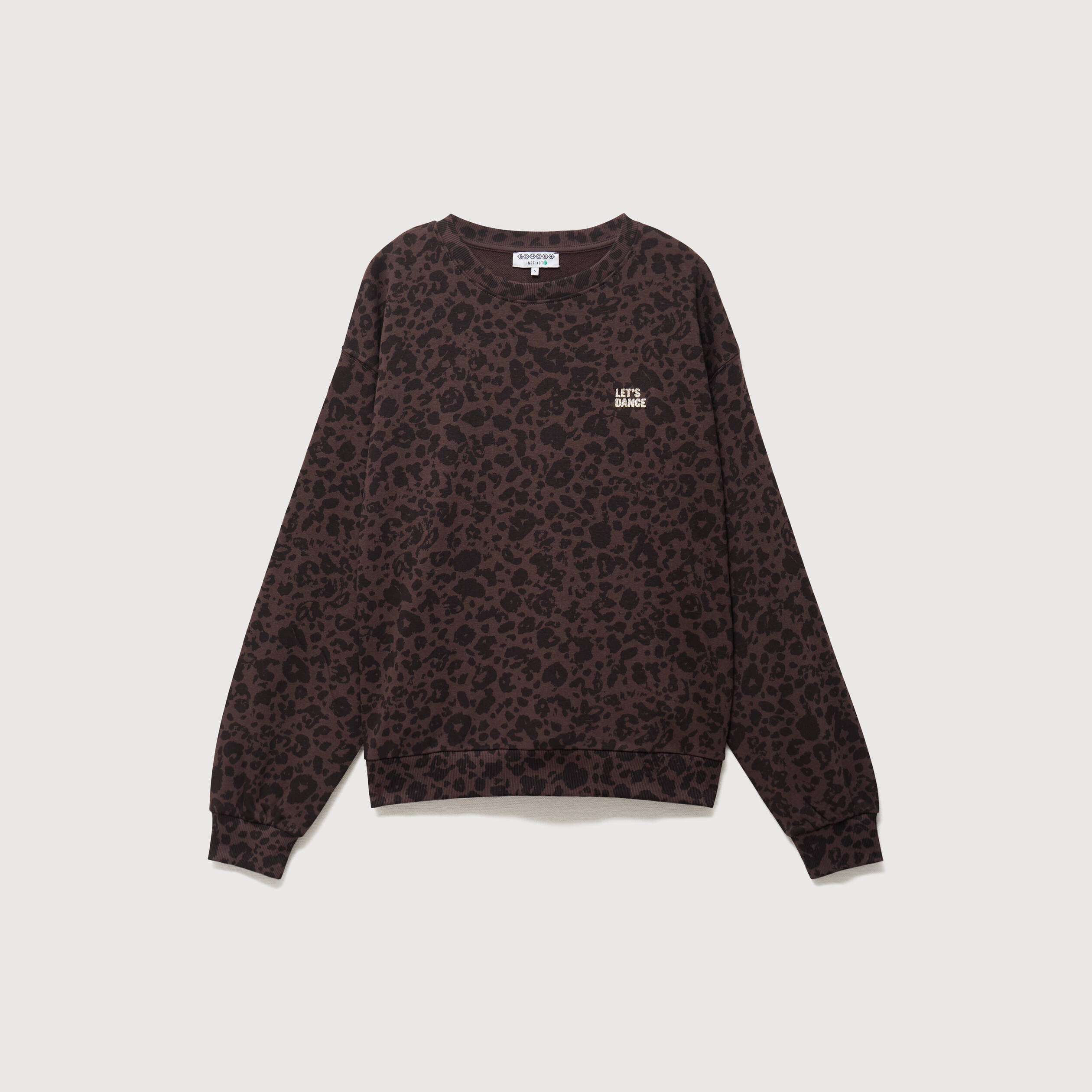 Sweat col rond manches longues marron chocolat femme