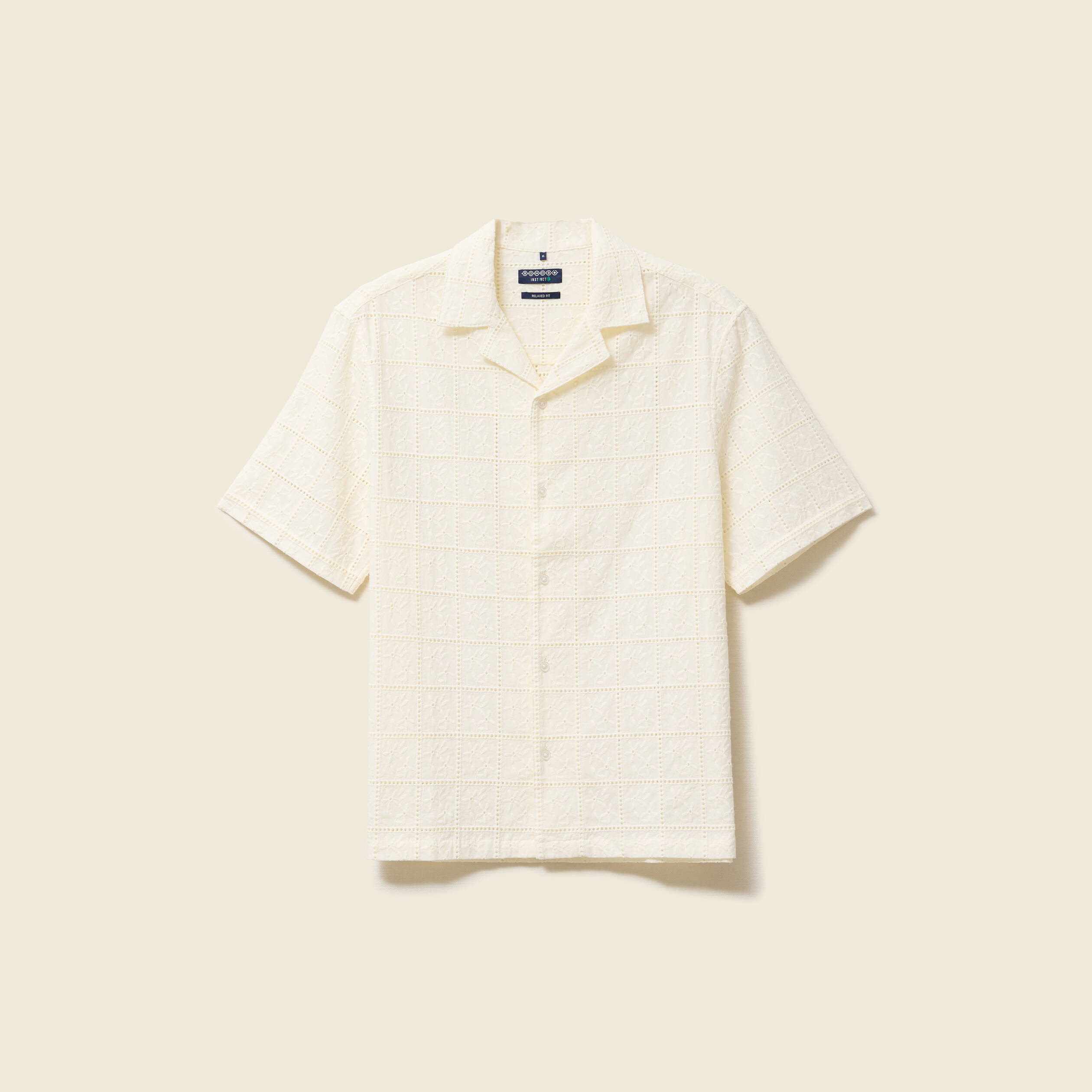 Chemise boyfriend en coton avec broderie ecru homme