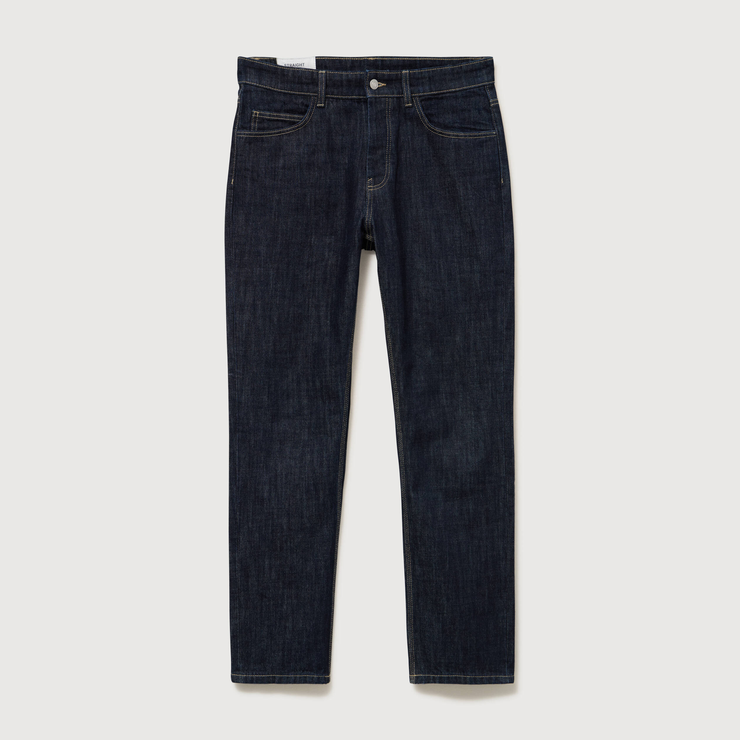 Jeans straight en coton longueur 32 denim brut rinse homme
