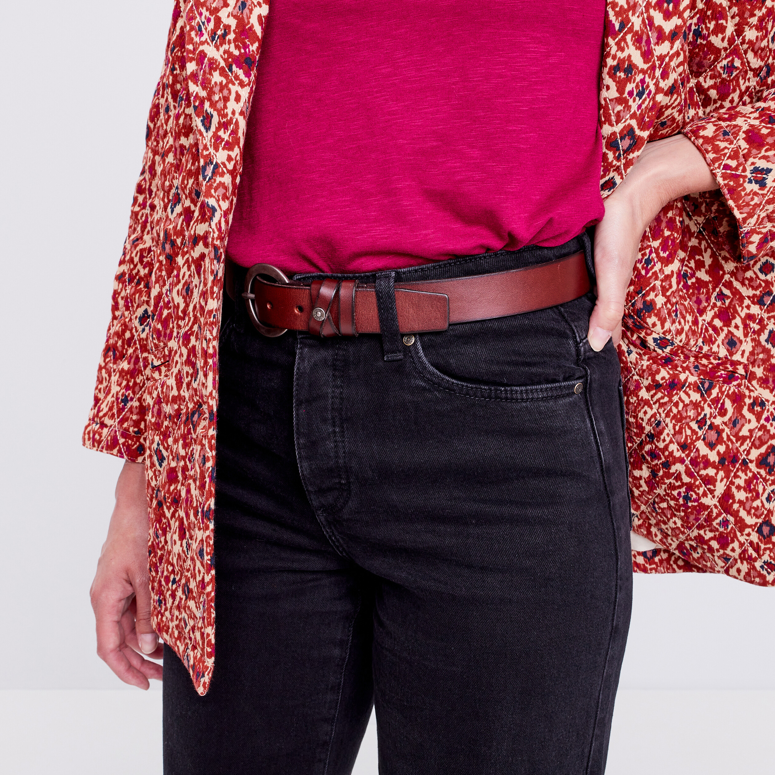 Ceinture en cuir marron fonce femme Bonobo