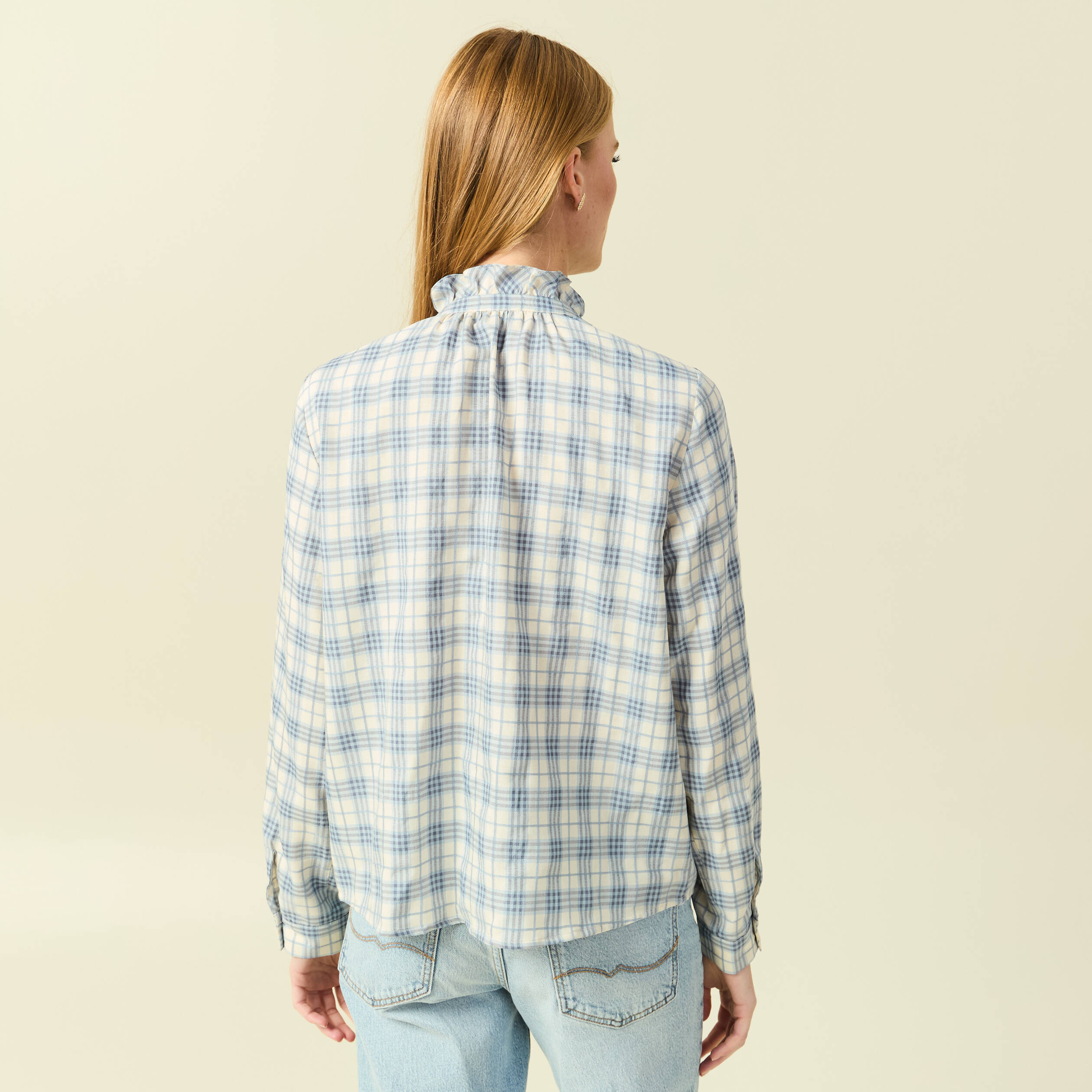 Chemise manches longues fluide bleu clair femme Bonobo