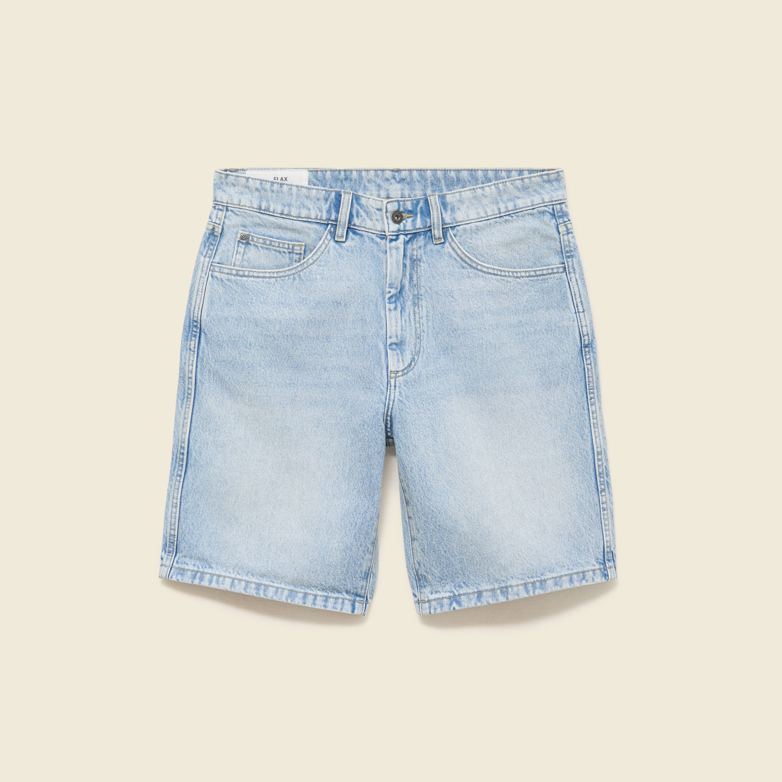 Bermuda en jean coton denim bleach homme