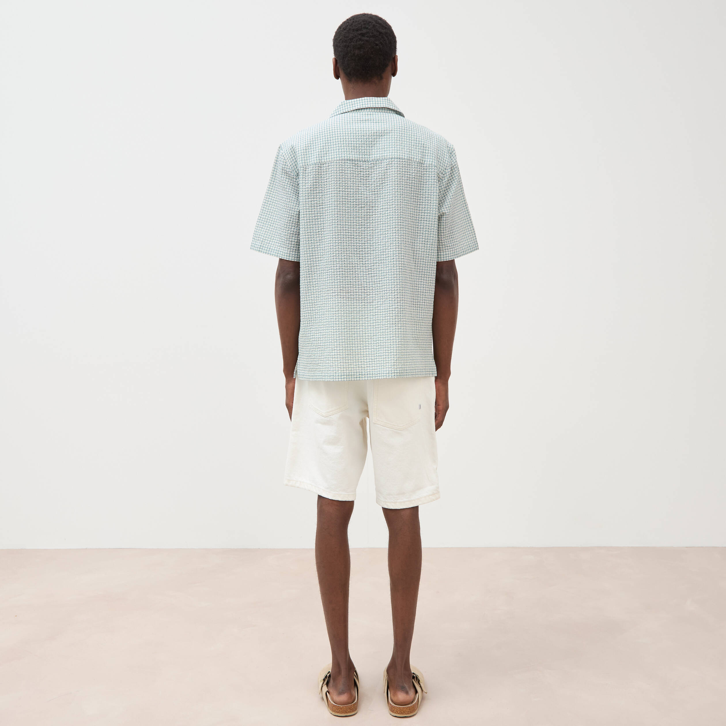 Chemise boyfriend manches courtes vert clair homme