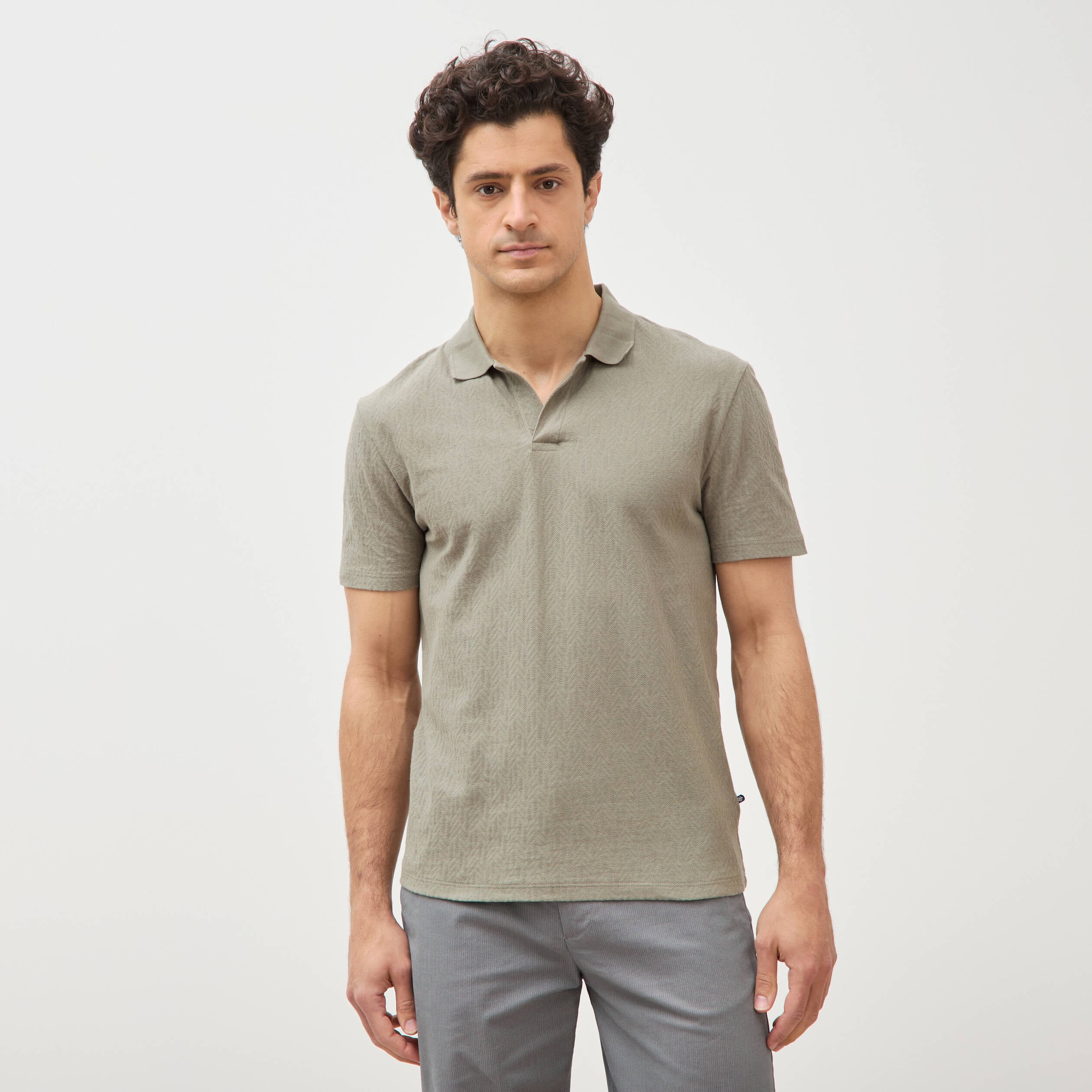 Polo manches courtes vert kaki homme