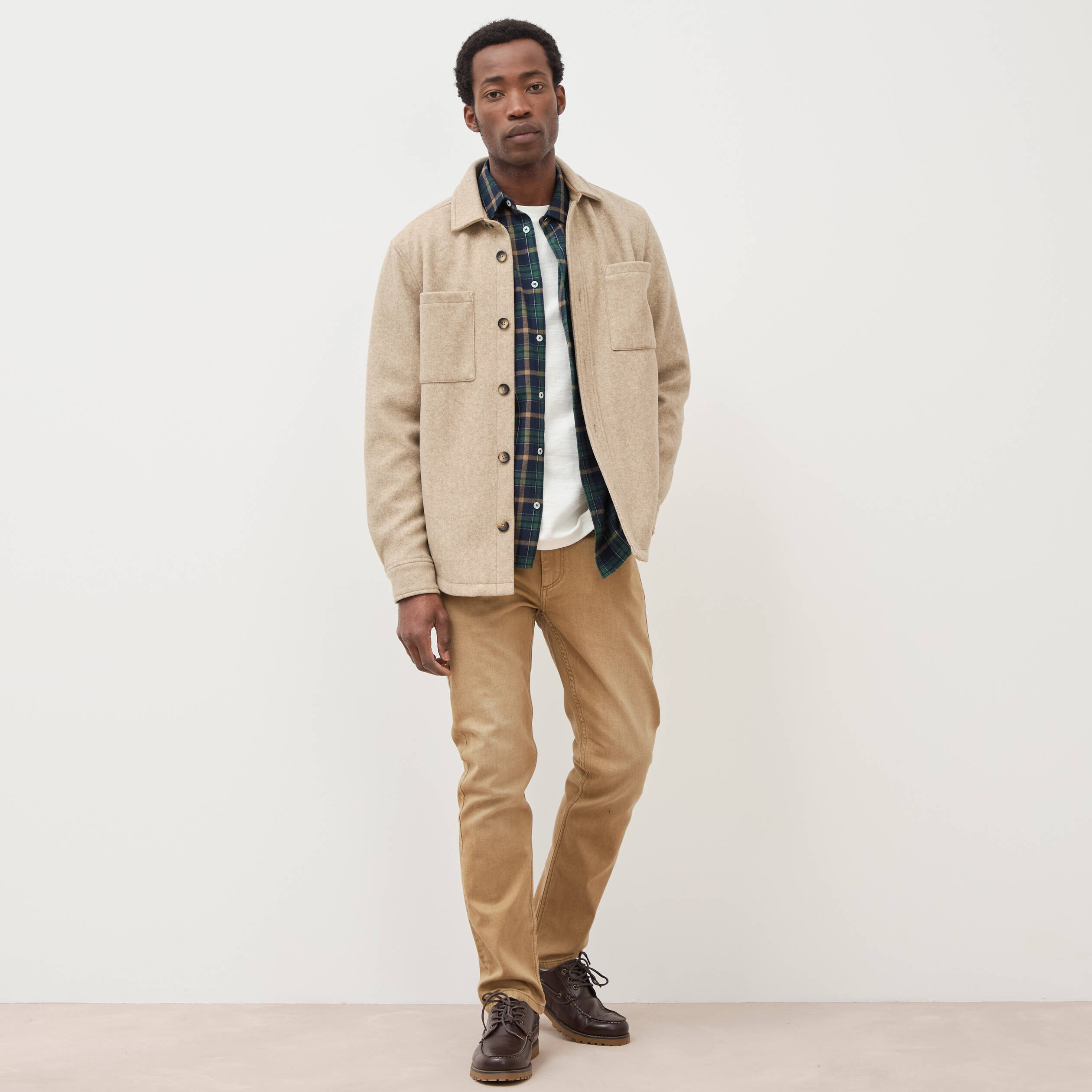 Jeans straight longueur 32 denim camel homme