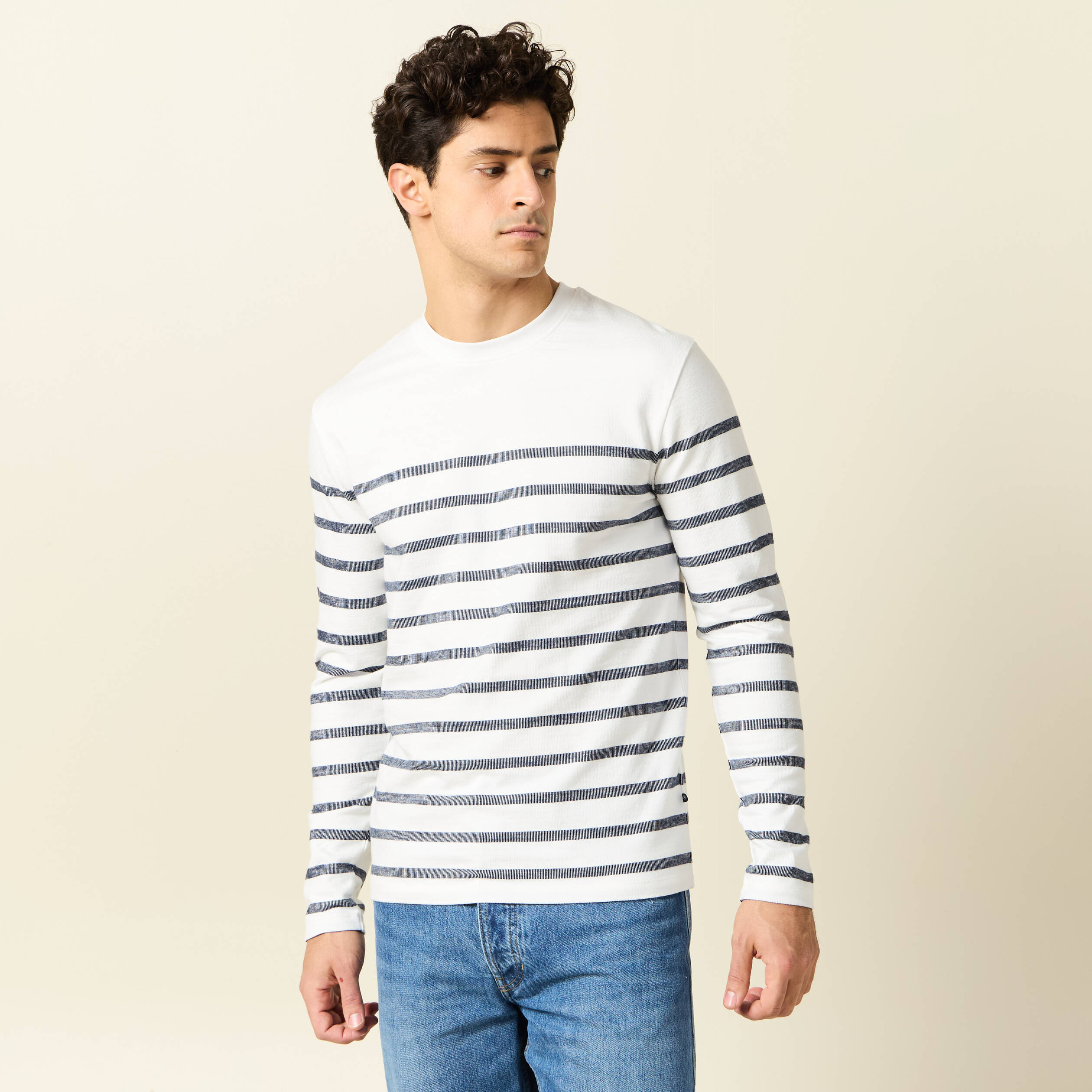t shirt manches longues ecru homme T-shirt manches longues ecru homme