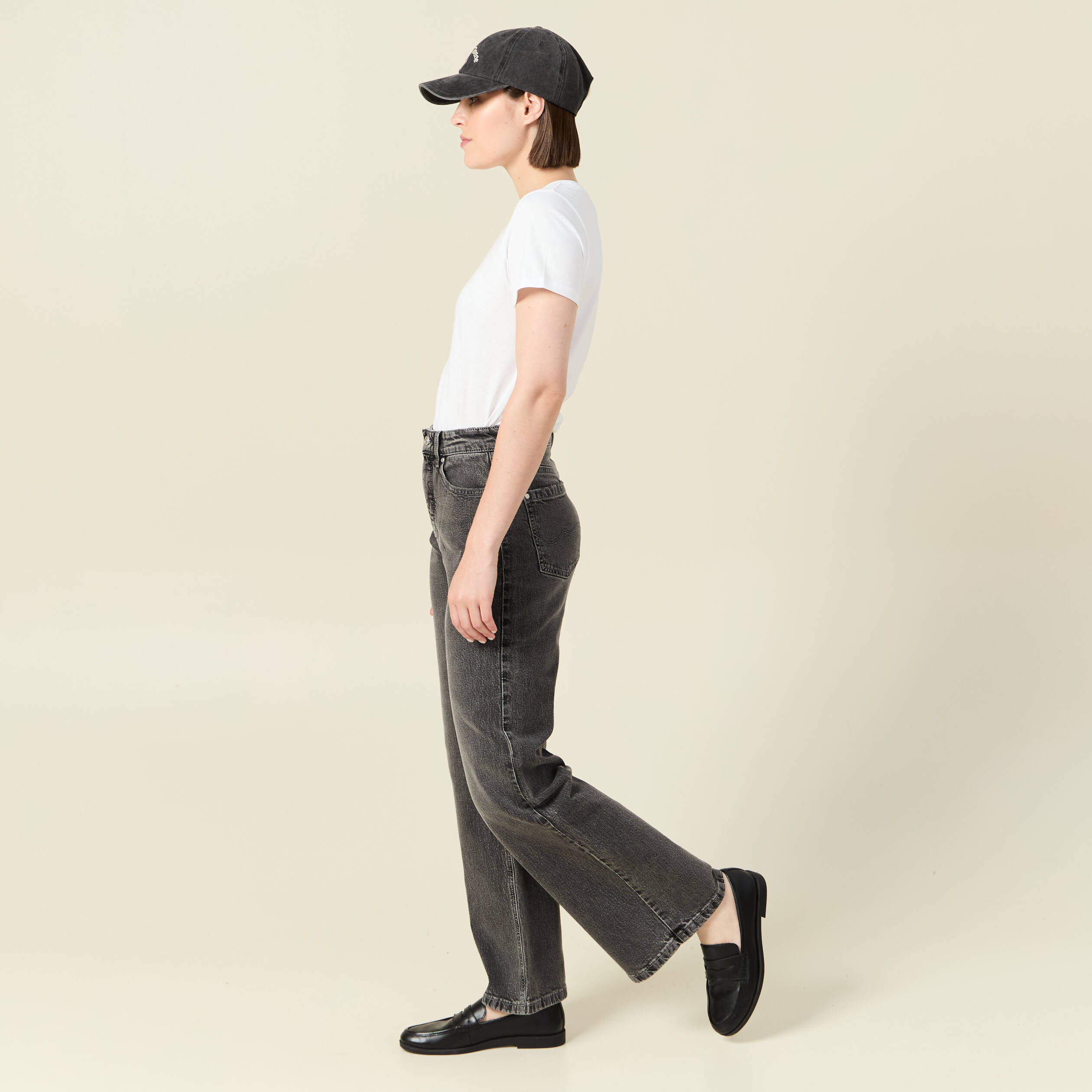 jeans large eco responsable denim snow gris femme Jeans large éco-responsable denim snow gris femme