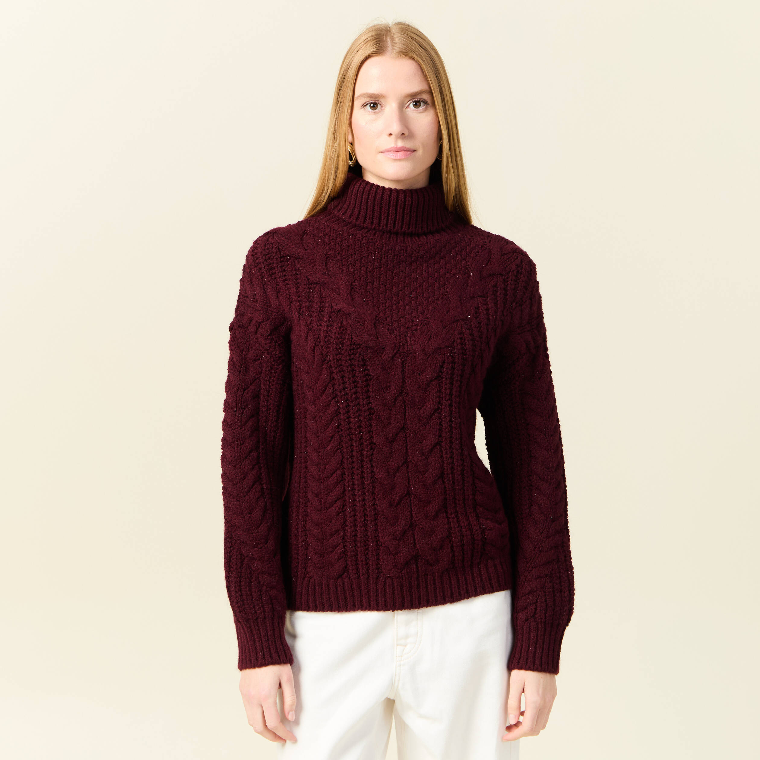 pull manches longues col roule rouge fonce femme Pull manches longues col roulé rouge foncé femme