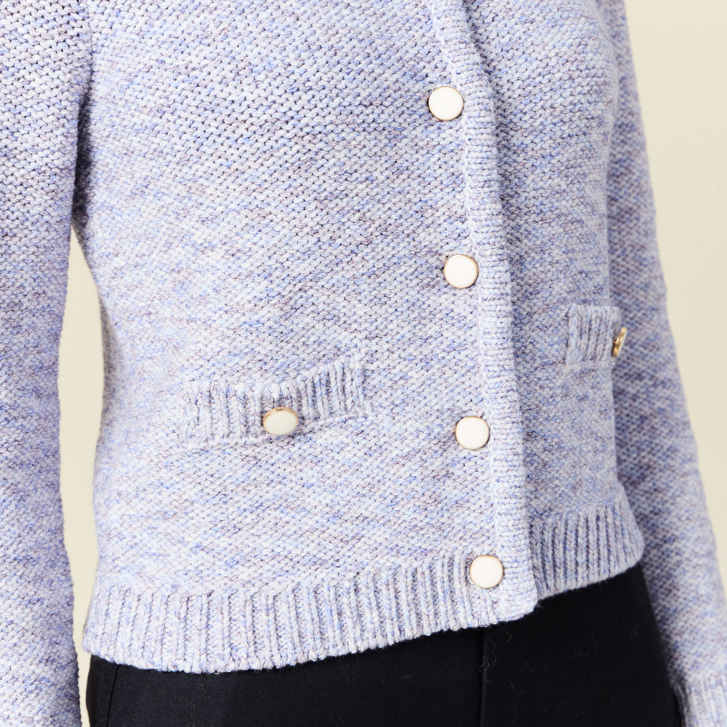 Gilet manches longues col rond bleu marine femme