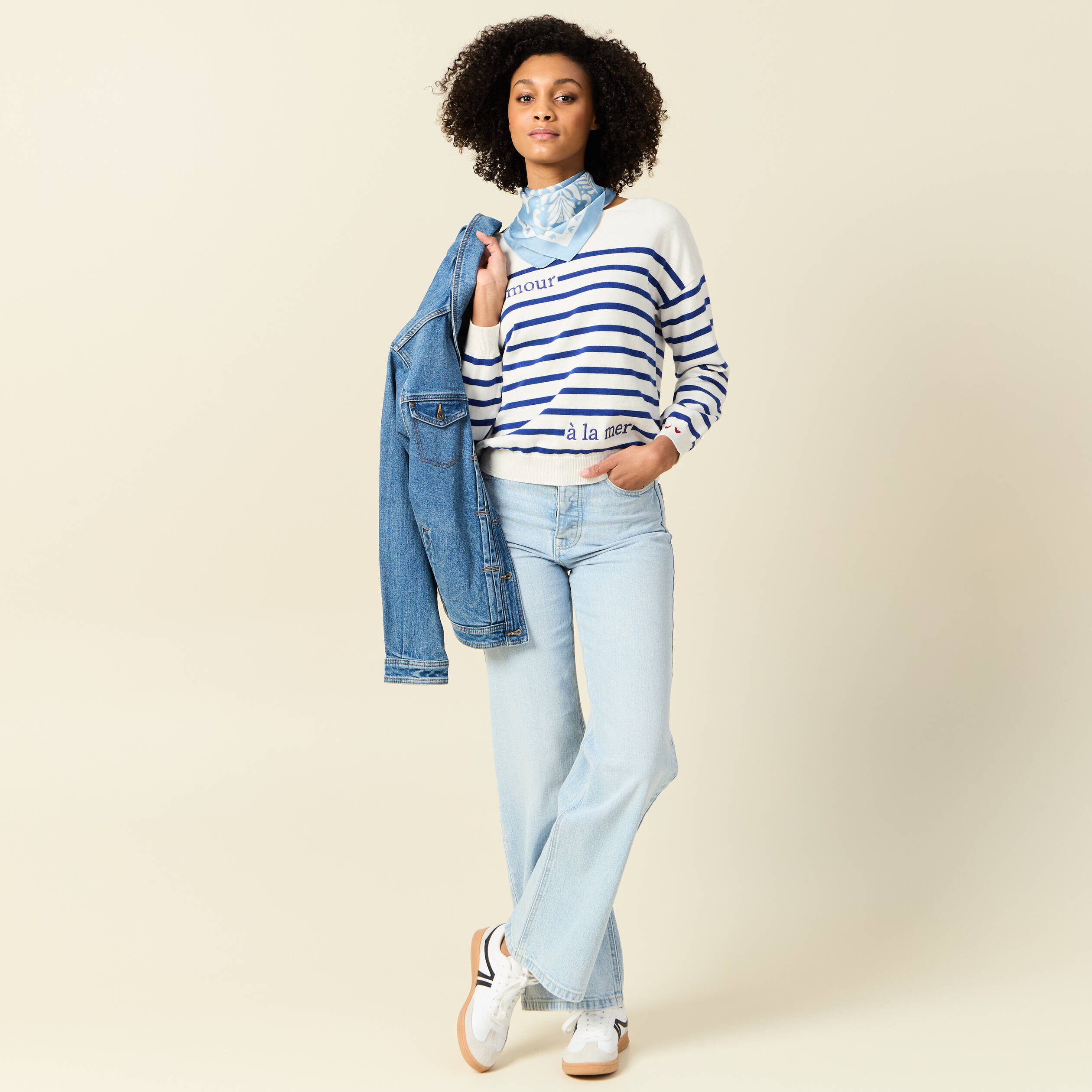 Pull manches longues ecru femme