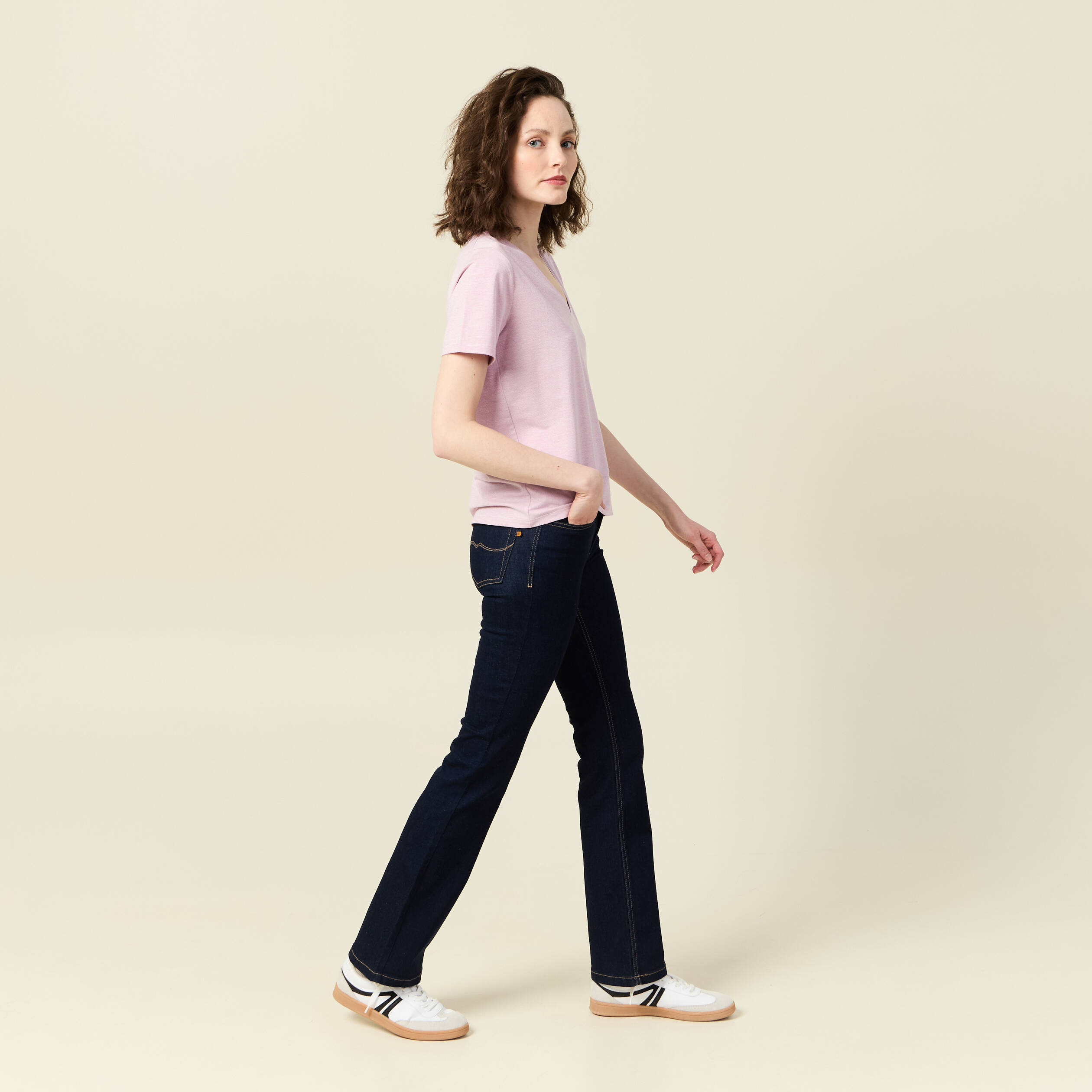 t shirt manches courtes rose clair femme T-shirt manches courtes rose clair femme