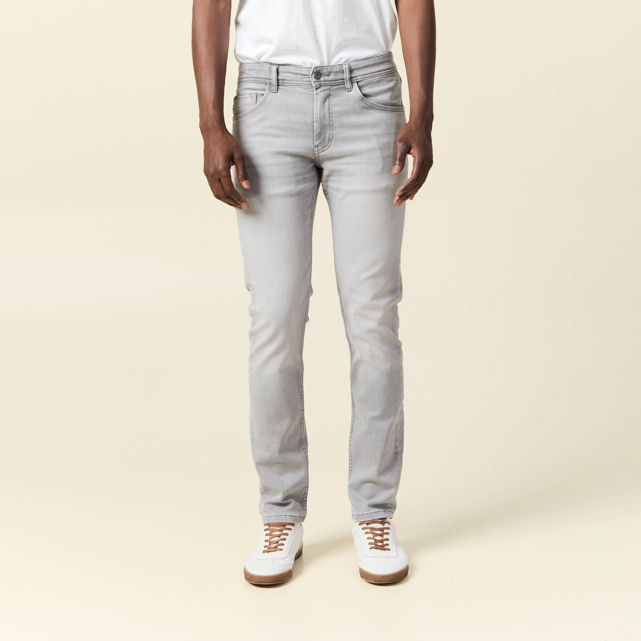 Jeans slim 5 poches denim snow gris homme