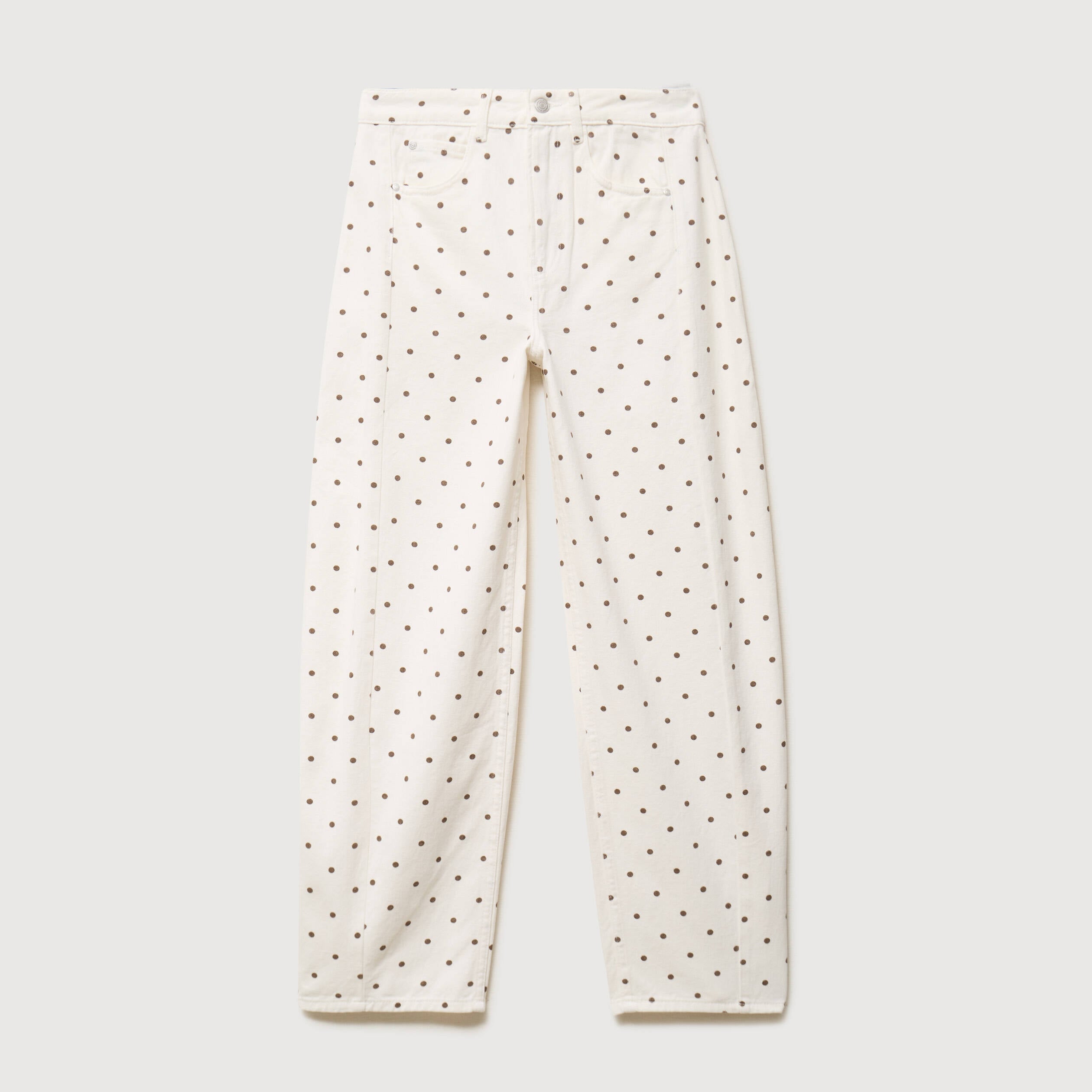 Jeans taille haute bas resserr&eacute; ecru femme