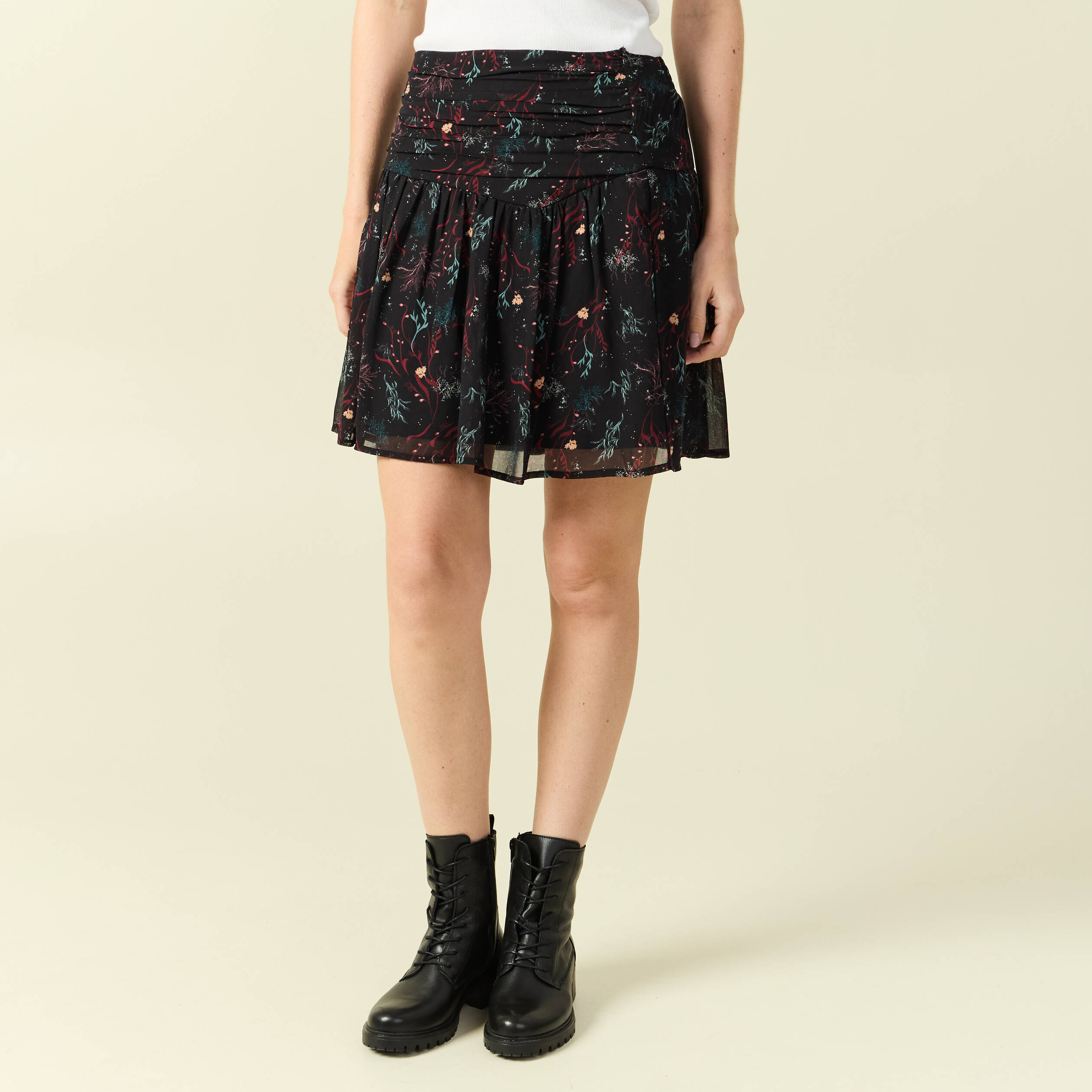 Jupe avec doublure noir femme