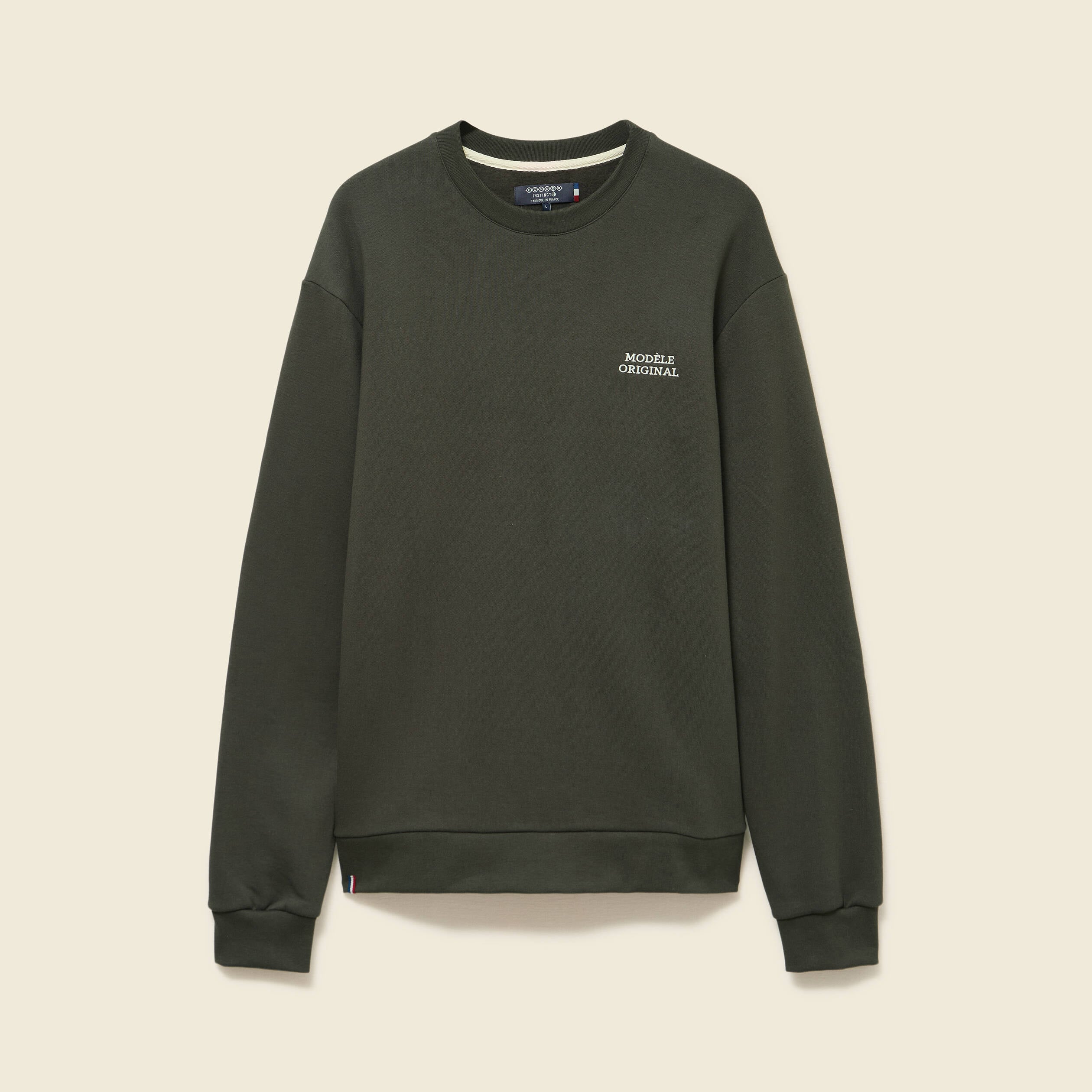 Sweat manches longues vert kaki homme
