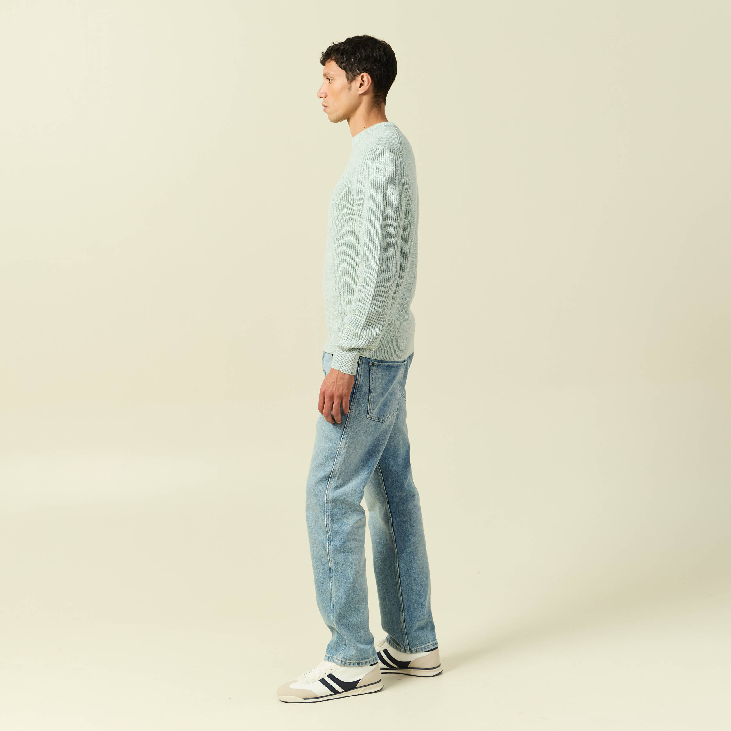 Pull manches longues vert pastel homme