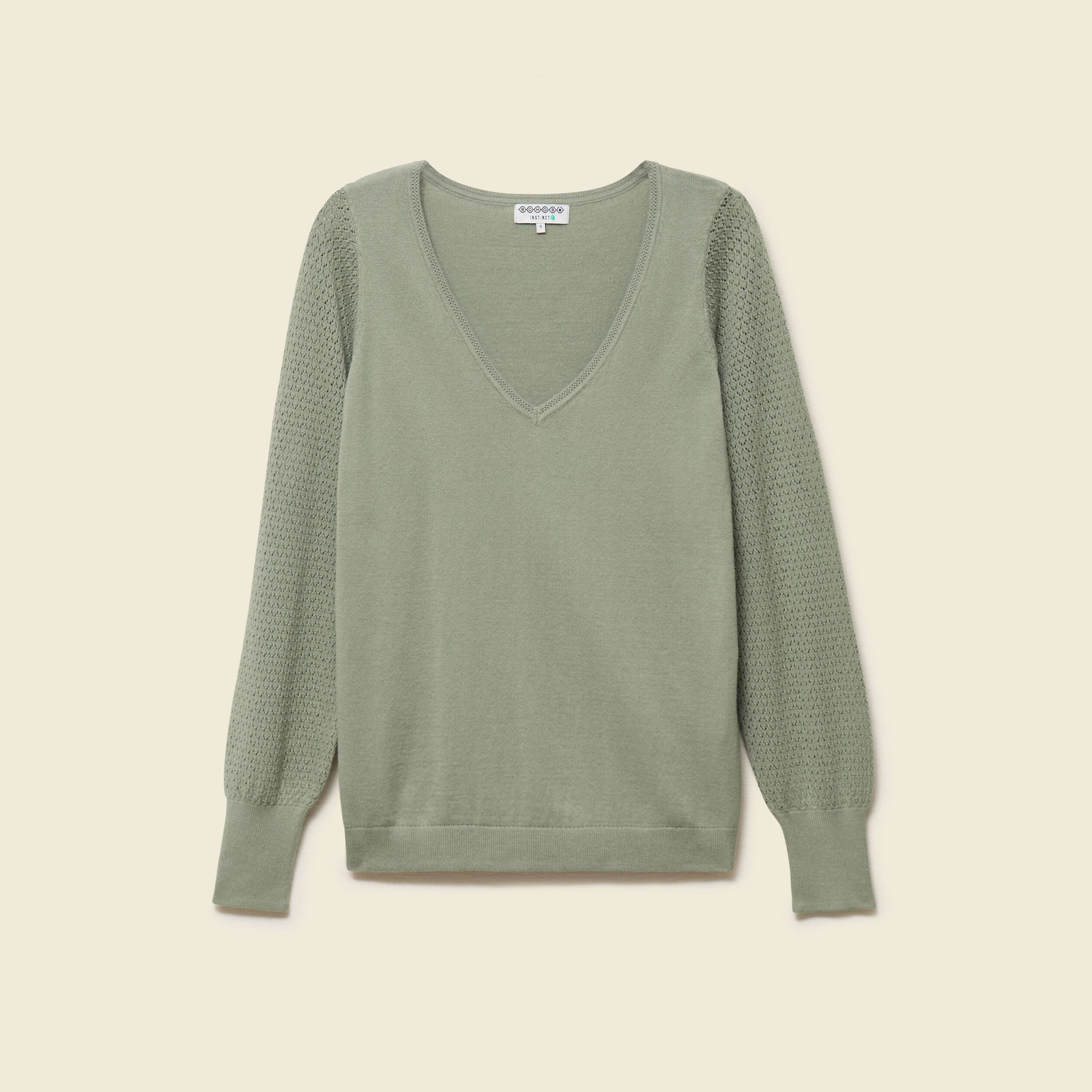 Pull manches longues vert kaki femme