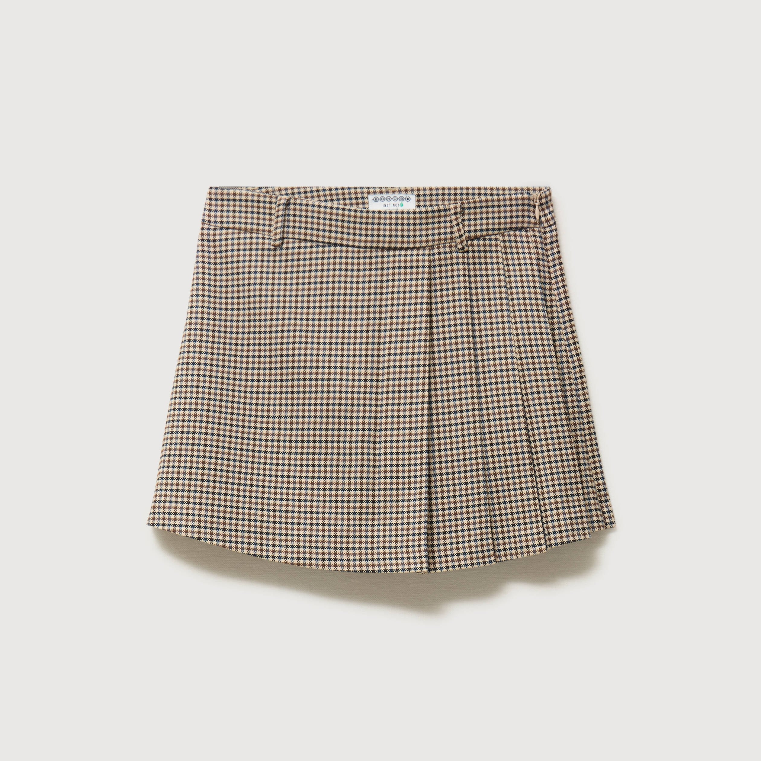 Jupe taille haute doubl&eacute;e marron femme