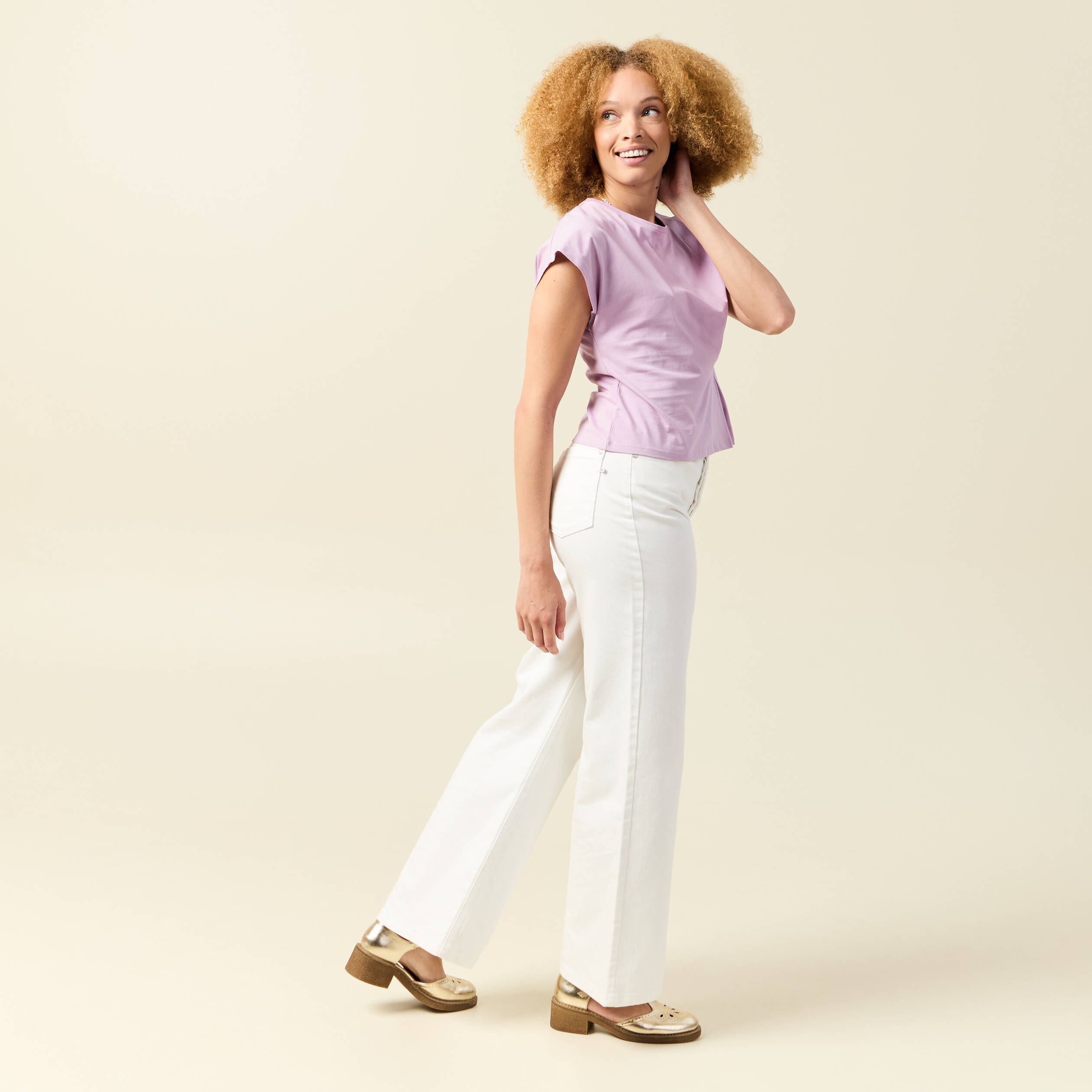 t shirt manches courtes mauve femme T-shirt manches courtes mauve femme