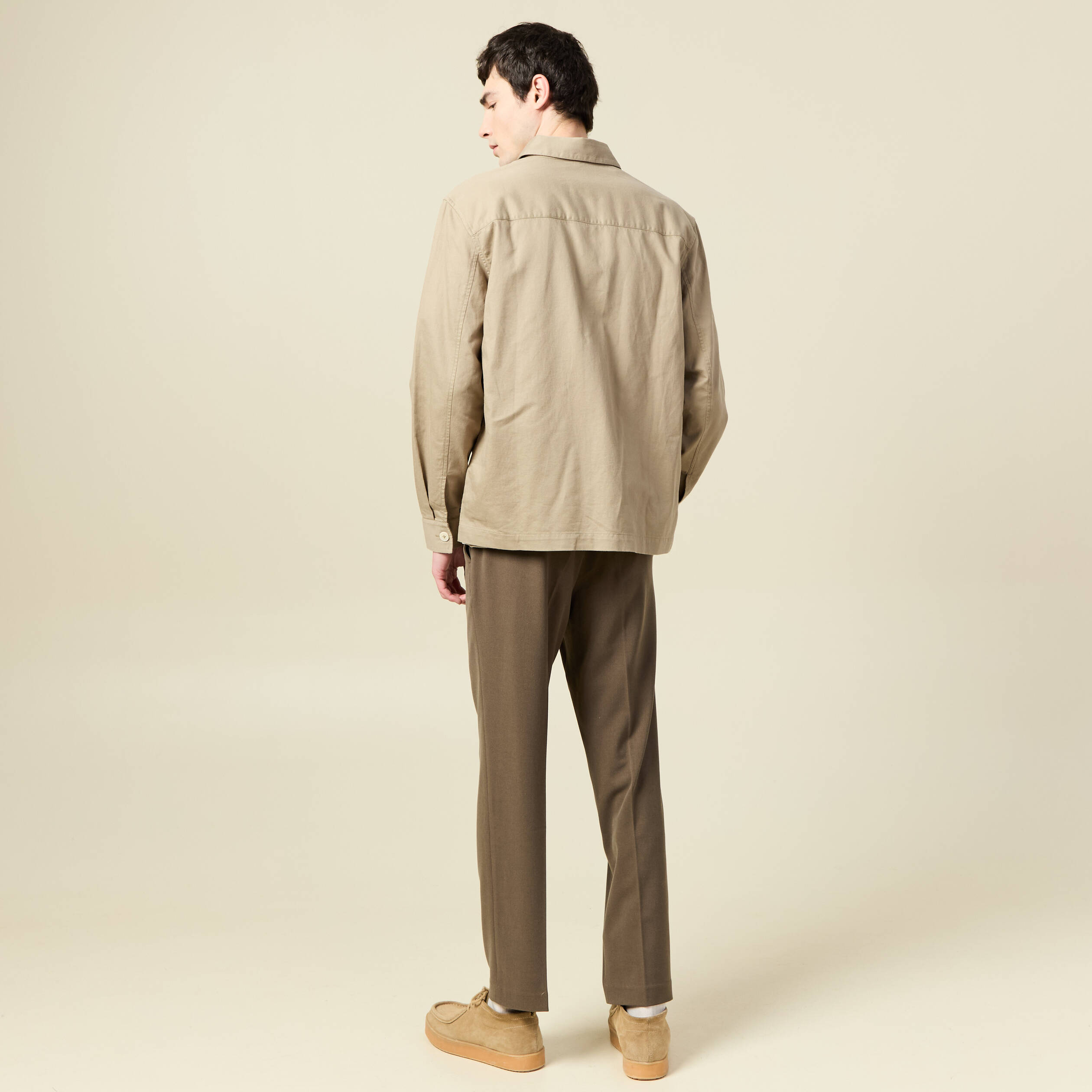 Surchemise manches longues vert kaki homme