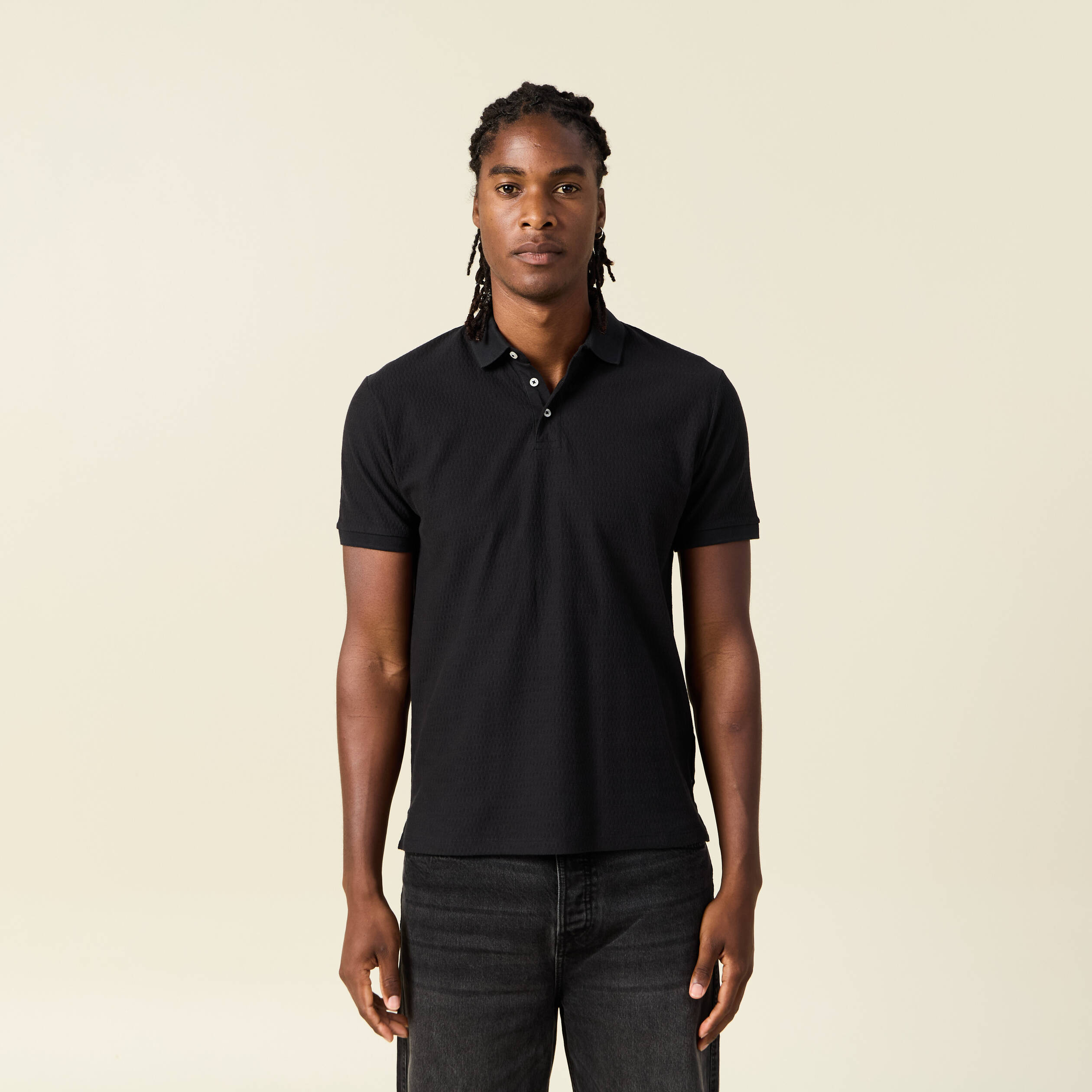 Polo manches courtes noir homme Bonobo