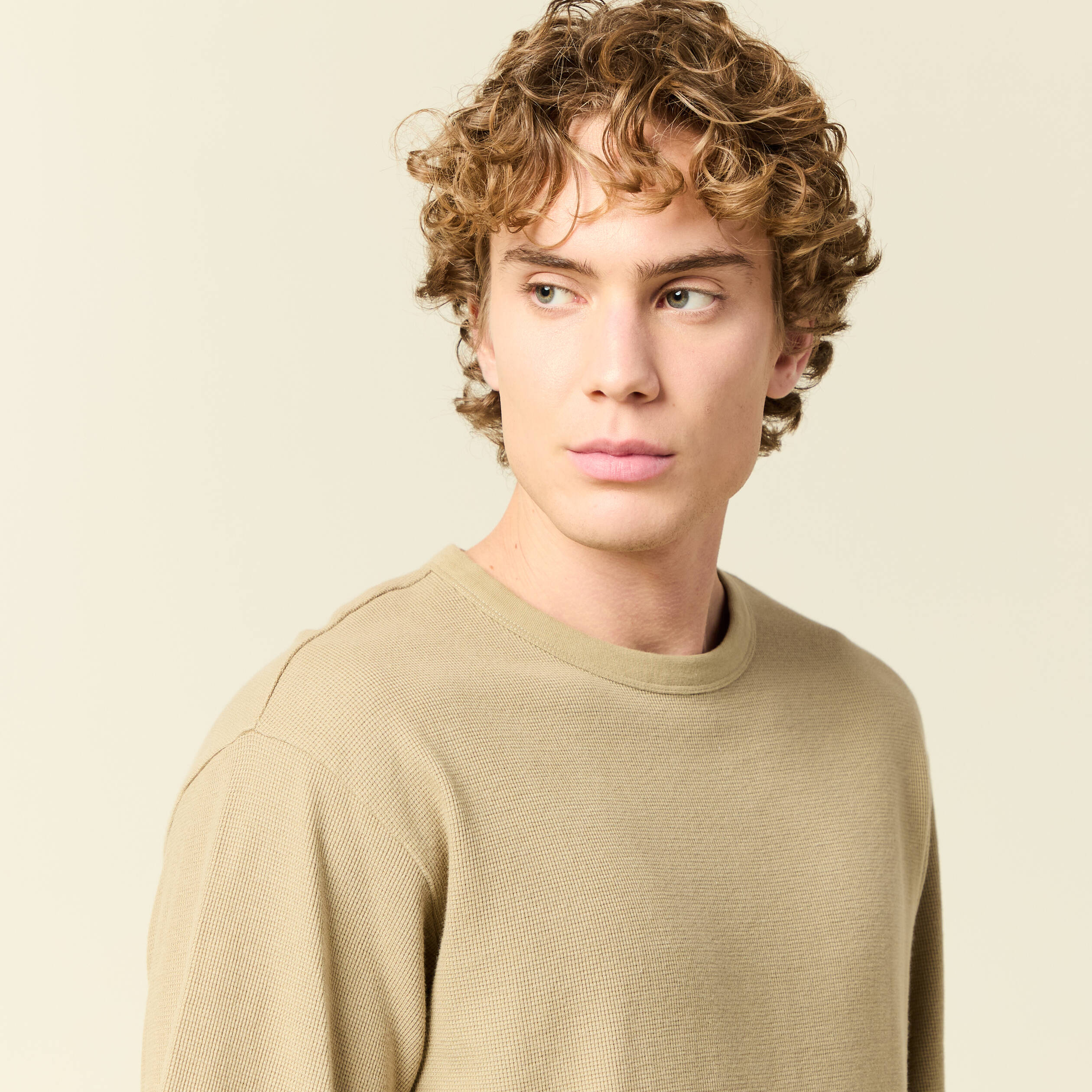 T-shirt ample en coton manches courtes beige fonce homme