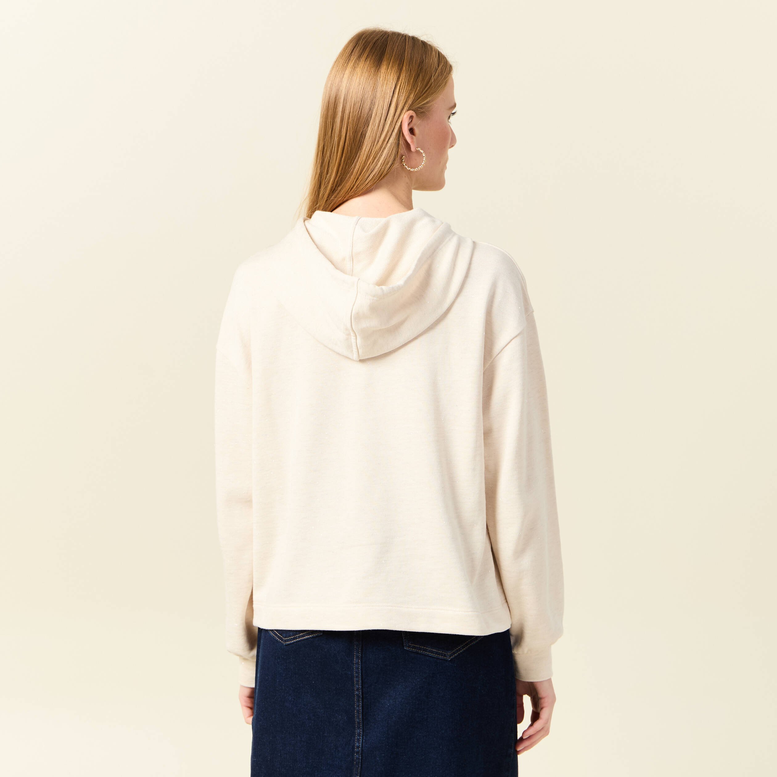sweat a capuche brillant creme femme Sweat à capuche brillant creme femme