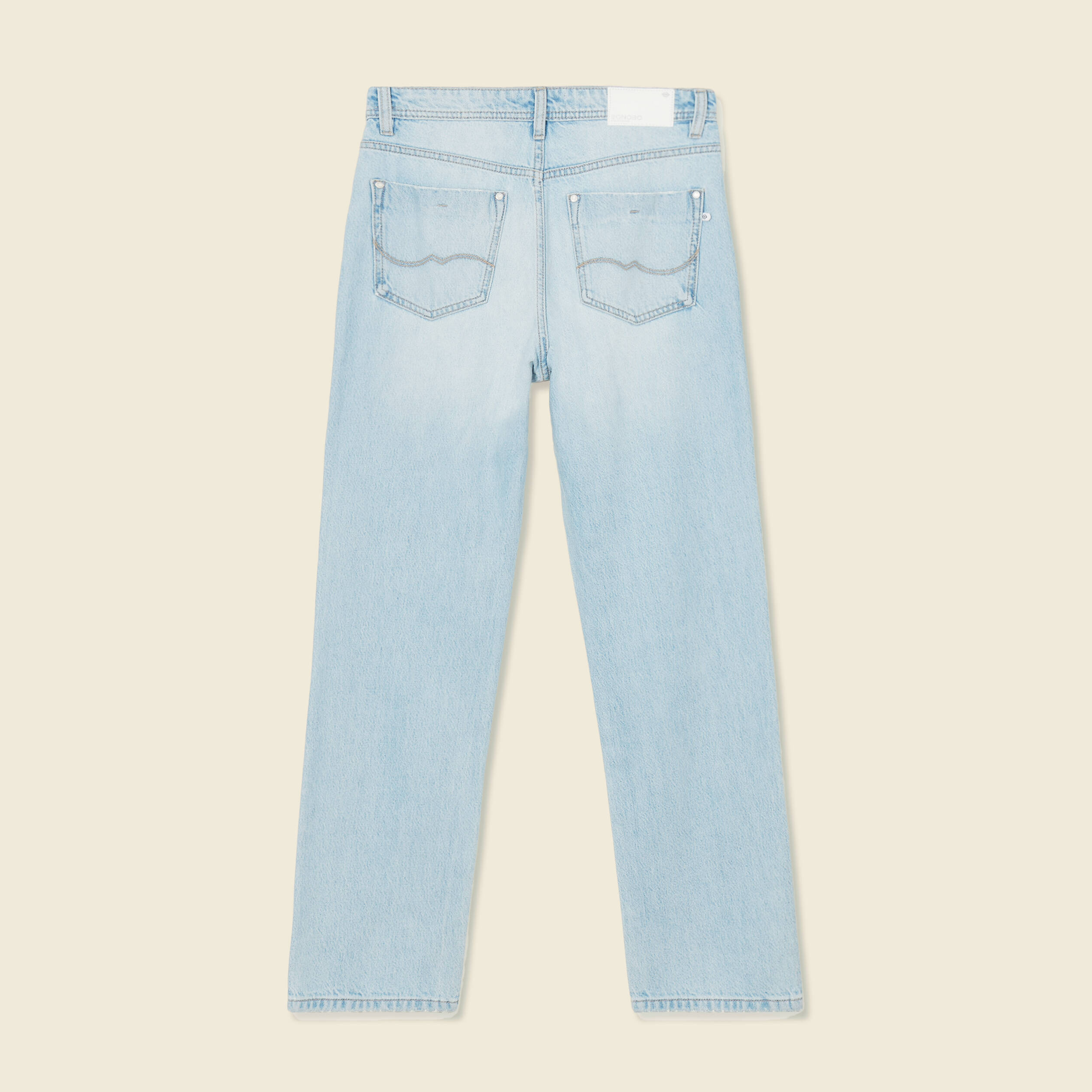 jeans straight taille haute denim bleach femme Jeans straight taille haute denim bleach femme