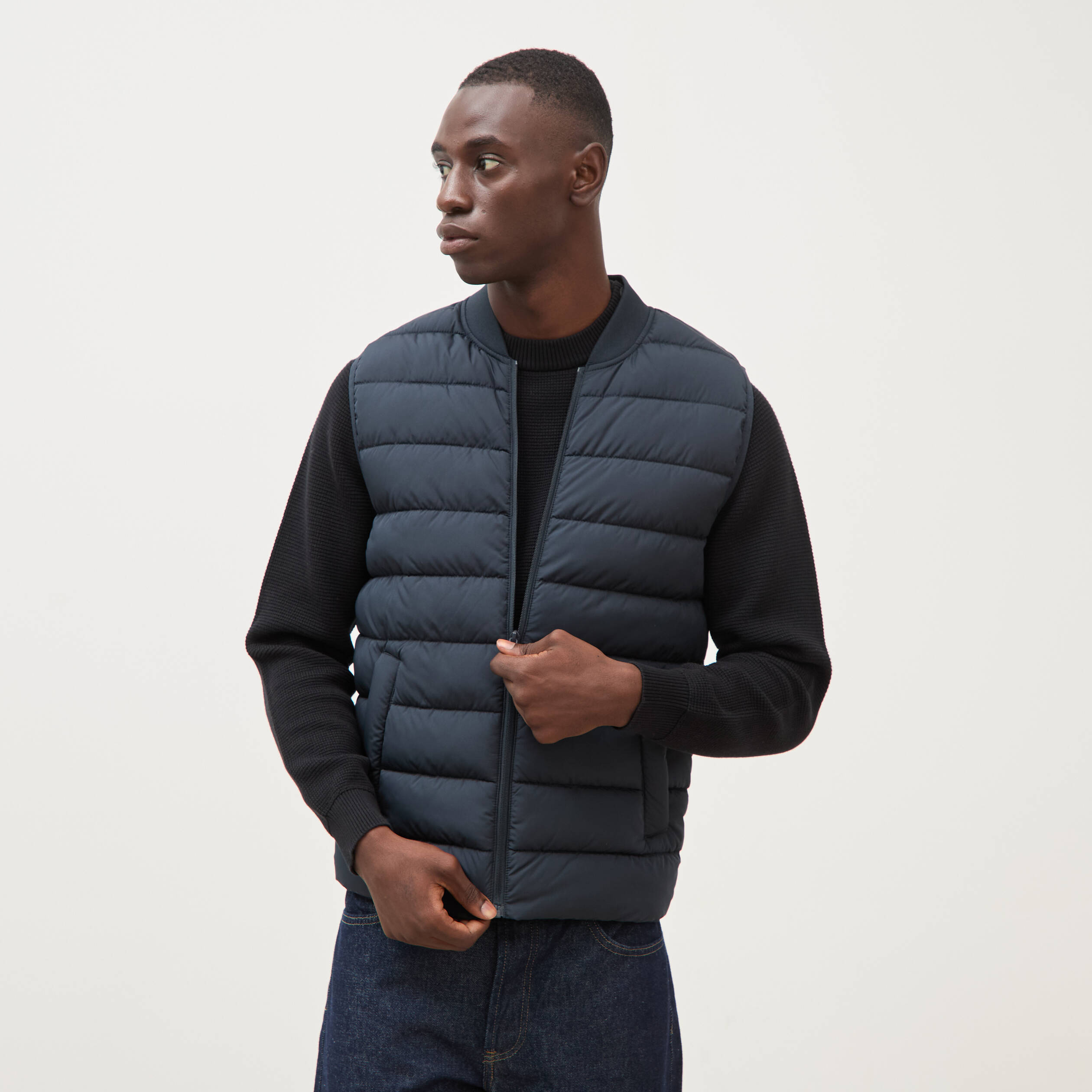 Doudoune courte sans manches bleu marine homme